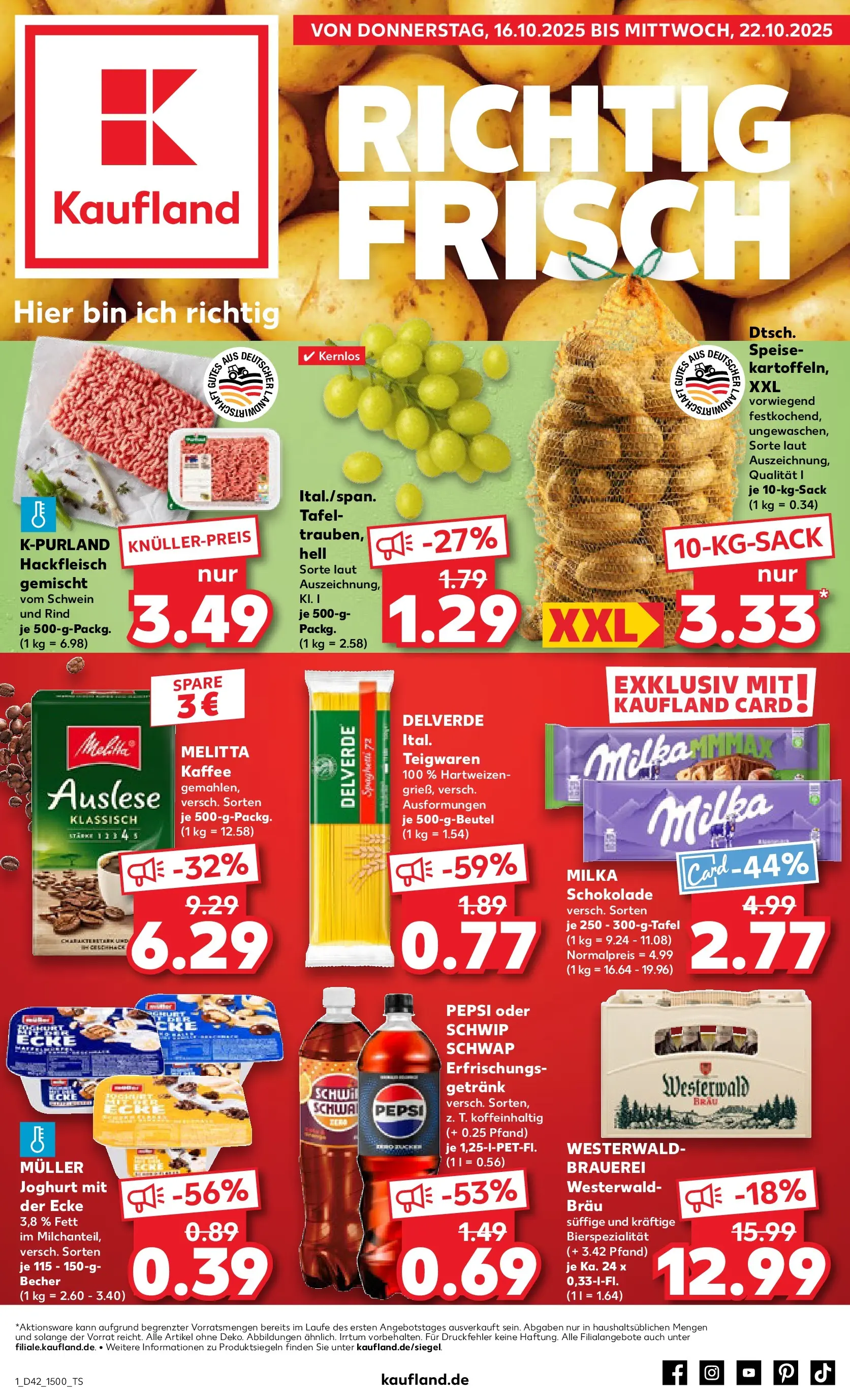 Prospekt Kaufland ab 15.10.2025 » Angebote und Werbung Online | Seite: 1 | Produkte: Melitta, Schokolade, Milka schokolade, Milka Prospekt Kaufland ab 15.10.2025 » Angebote Online zum Blättern | Seite: 1 | Produkte: Melitta, Schokolade, Milka schokolade, Milka