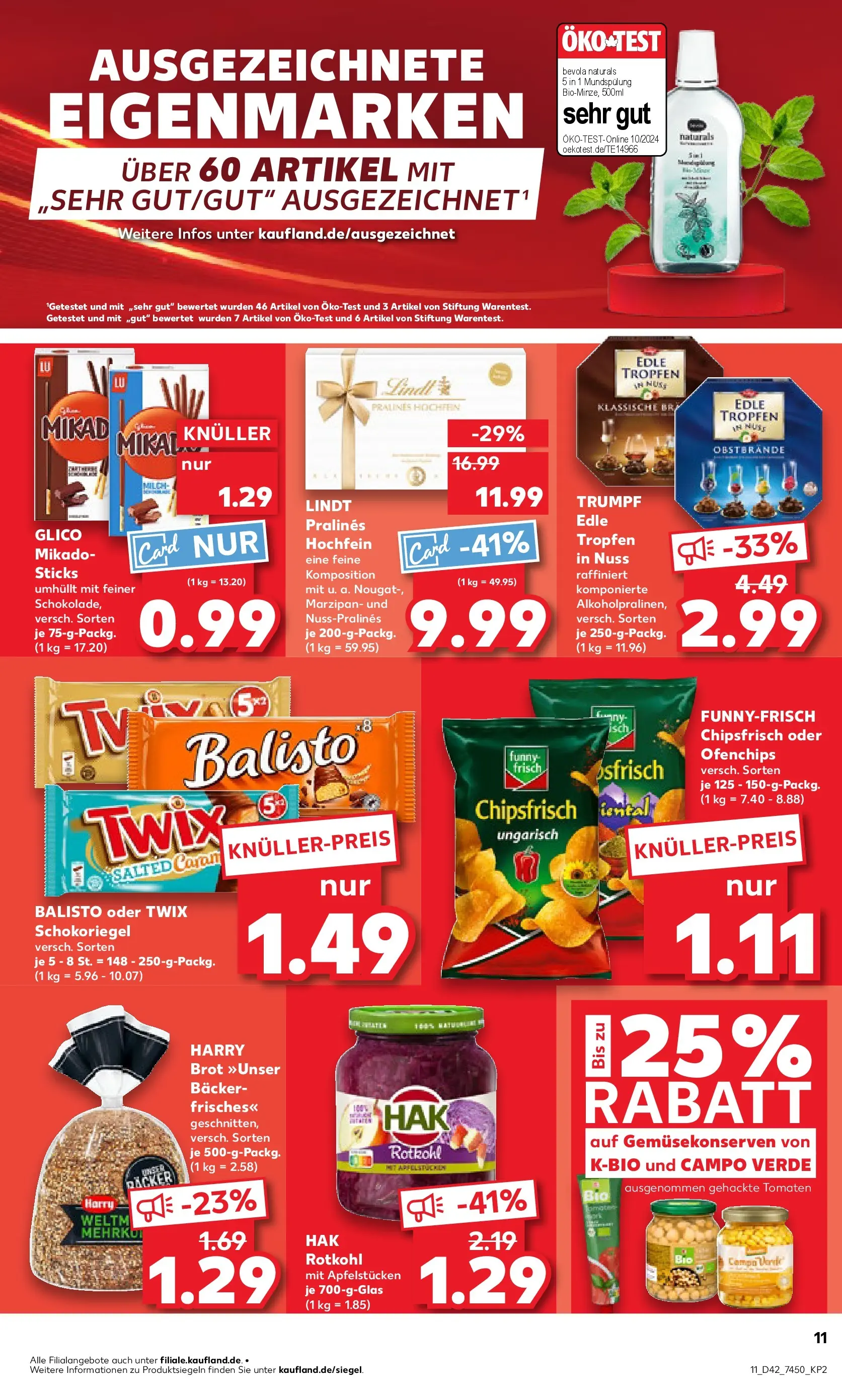 Prospekt Kaufland ab 15.10.2025 » Angebote und Werbung Online | Seite: 11 | Produkte: Rotkohl, Twix, Lindt, Chips Prospekt Kaufland ab 15.10.2025 » Angebote Online zum Blättern | Seite: 11 | Produkte: Rotkohl, Twix, Lindt, Chips