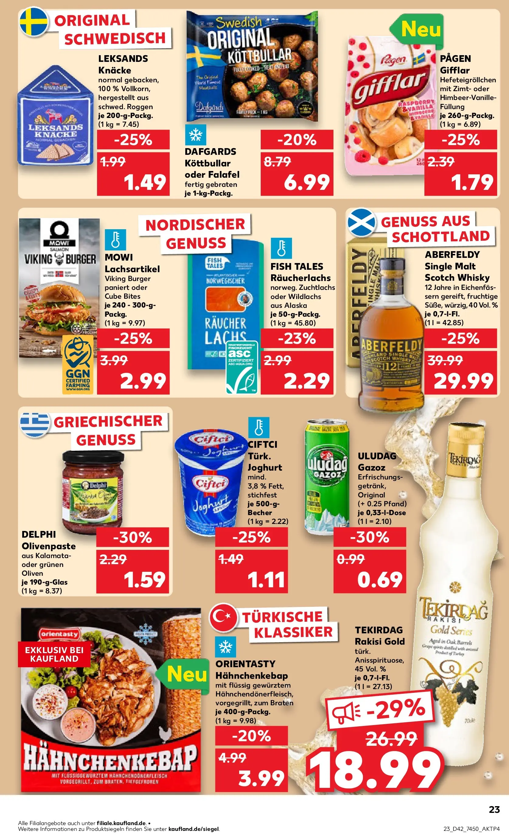Prospekt Kaufland ab 15.10.2025 » Angebote und Werbung Online | Seite: 23 | Produkte: Whisky, Joghurt, Burger, Lachs Prospekt Kaufland ab 15.10.2025 » Angebote Online zum Blättern | Seite: 23 | Produkte: Whisky, Joghurt, Burger, Lachs