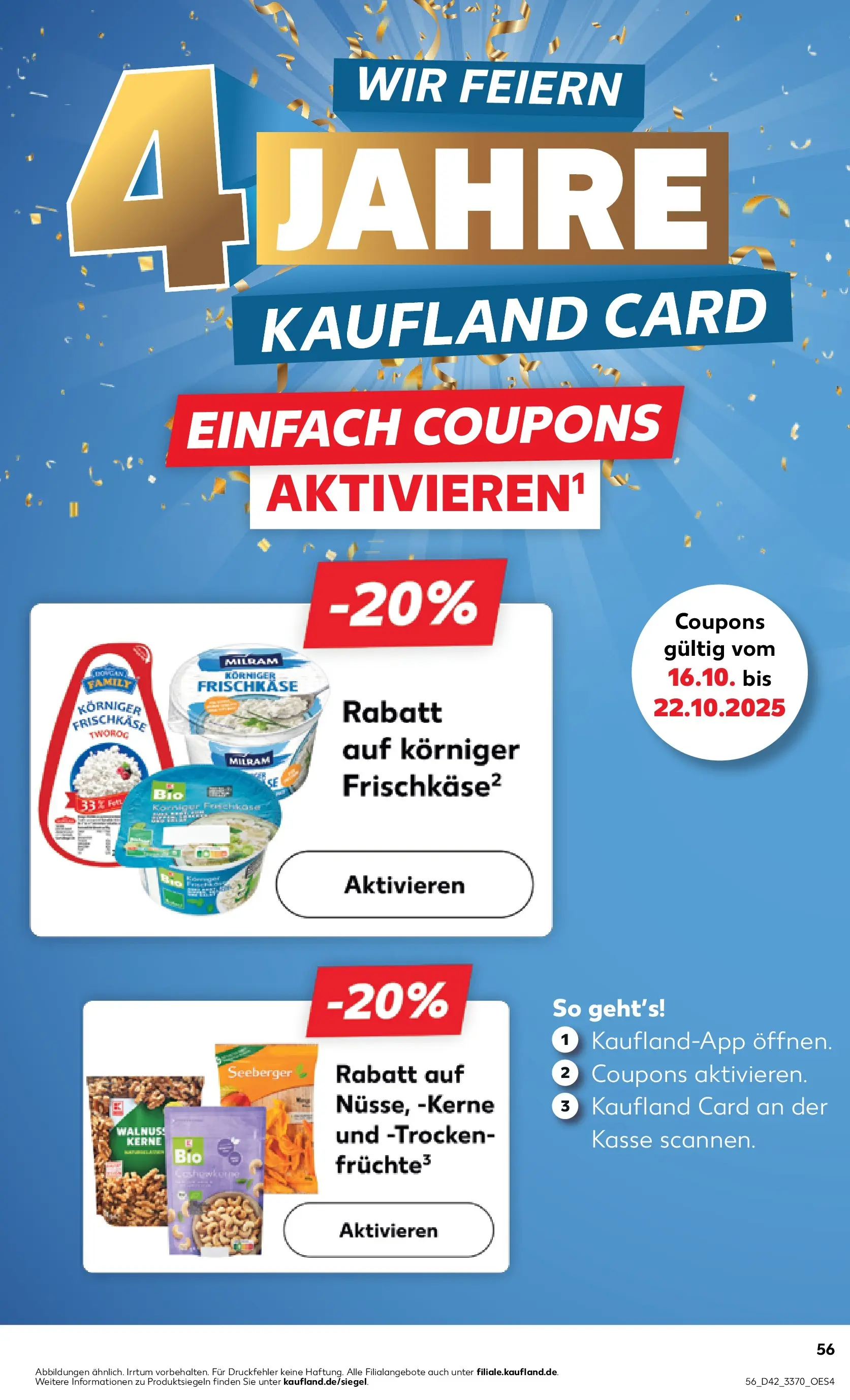 Prospekt Kaufland ab 15.10.2025 » Angebote und Werbung Online | Seite: 56 | Produkte: Milram, Frischkase Prospekt Kaufland ab 15.10.2025 » Angebote Online zum Blättern | Seite: 56 | Produkte: Milram, Frischkase