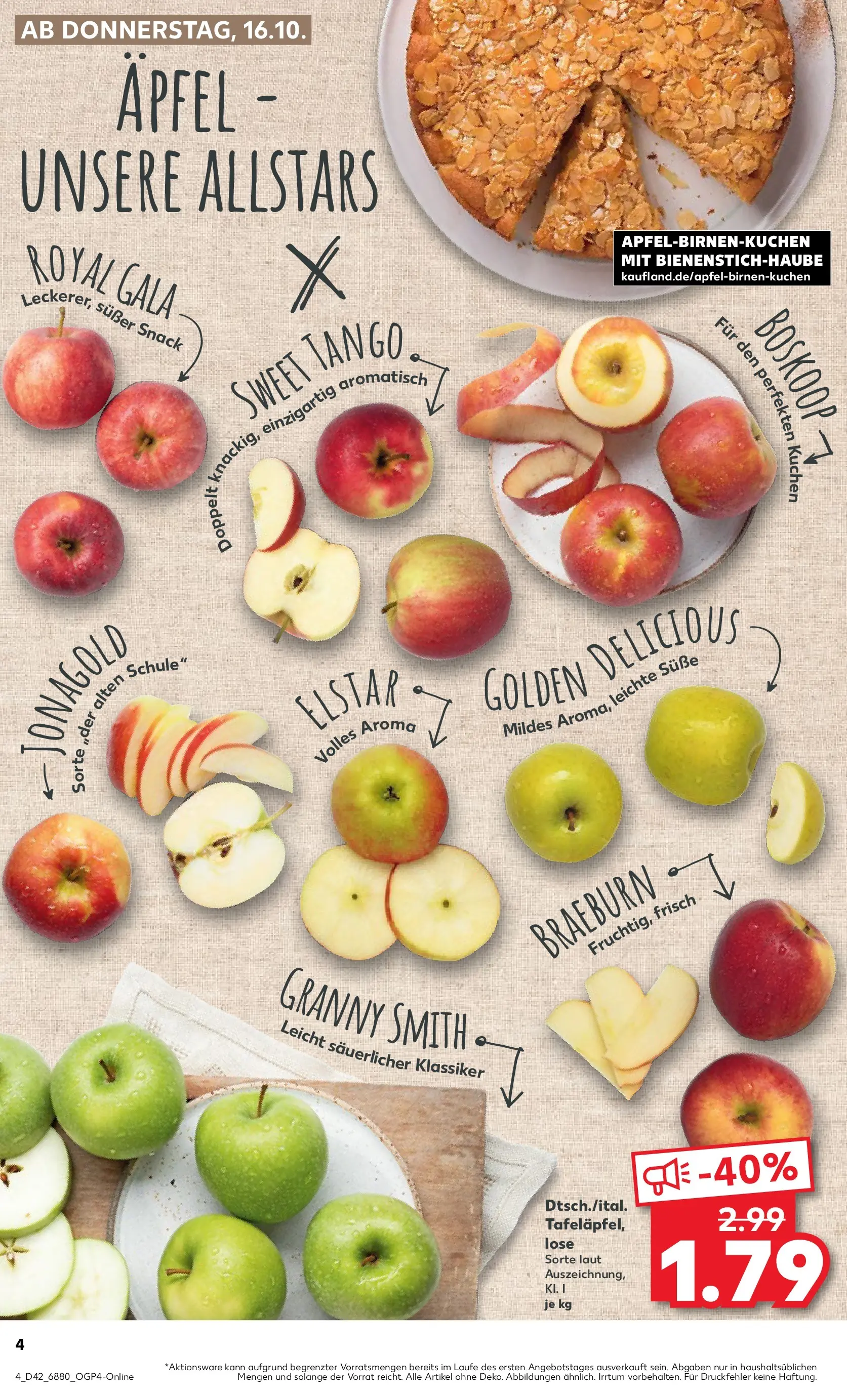 Prospekt Kaufland ab 15.10.2025 » Angebote und Werbung Online | Seite: 4 | Produkte: Äpfel, Apple, Kuchen Prospekt Kaufland ab 15.10.2025 » Angebote Online zum Blättern | Seite: 4 | Produkte: Äpfel, Apple, Kuchen