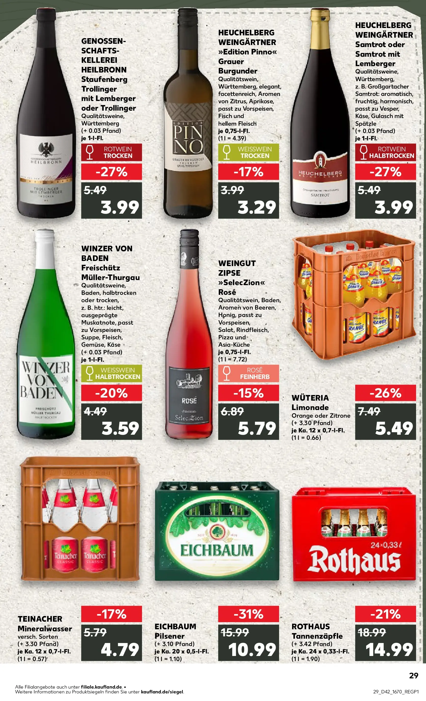 Prospekt Kaufland ab 15.10.2025 » Angebote Online zum Blättern | Seite: 29 | Produkte: Limonade, Mineralwasser, Fisch, Zitrone