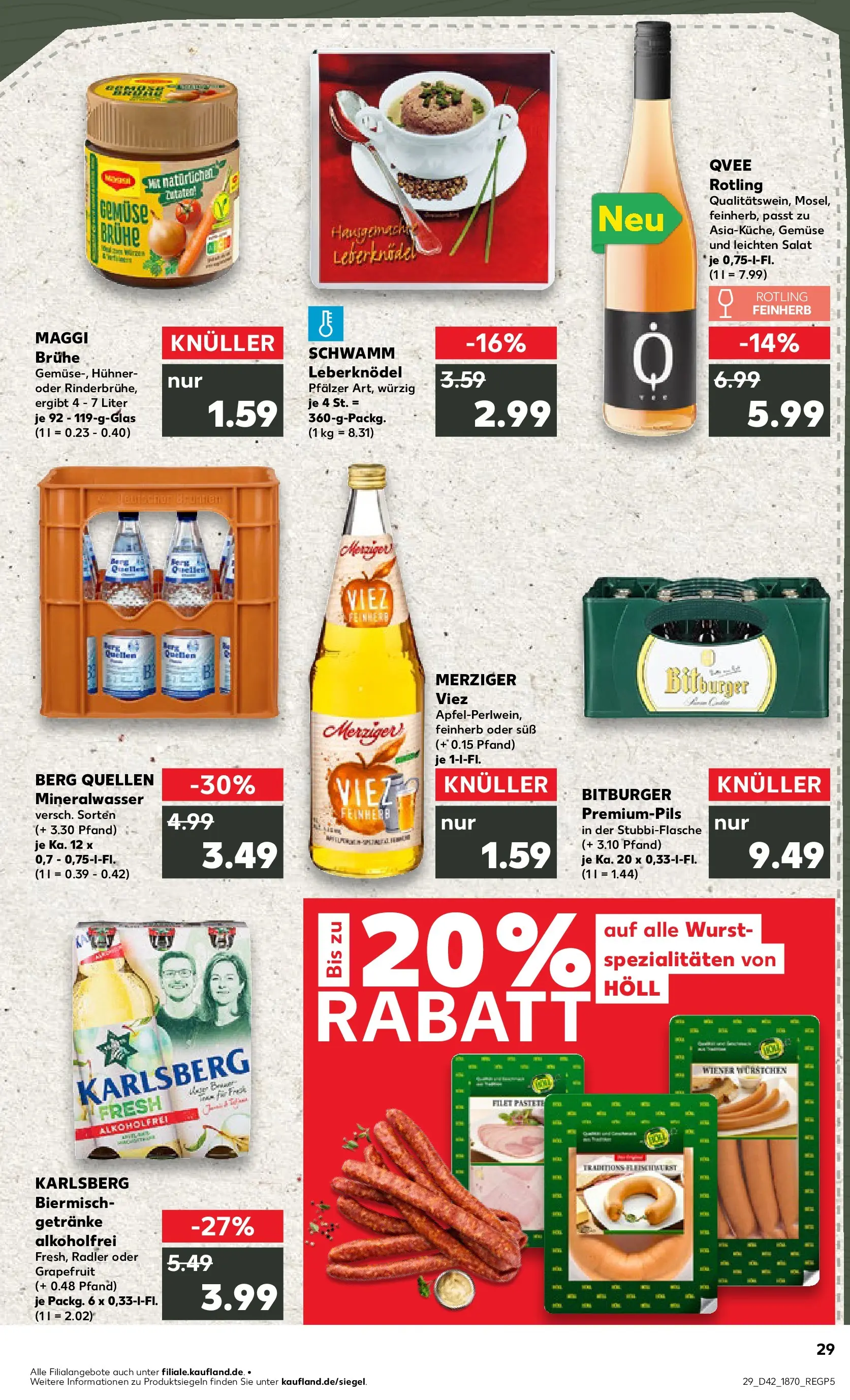 Prospekt Kaufland ab 15.10.2025 » Angebote und Werbung Online | Seite: 29 | Produkte: Wiener wurstchen, Mineralwasser, Gemüse, Salat Prospekt Kaufland ab 15.10.2025 » Angebote Online zum Blättern | Seite: 29 | Produkte: Wiener wurstchen, Mineralwasser, Gemüse, Salat