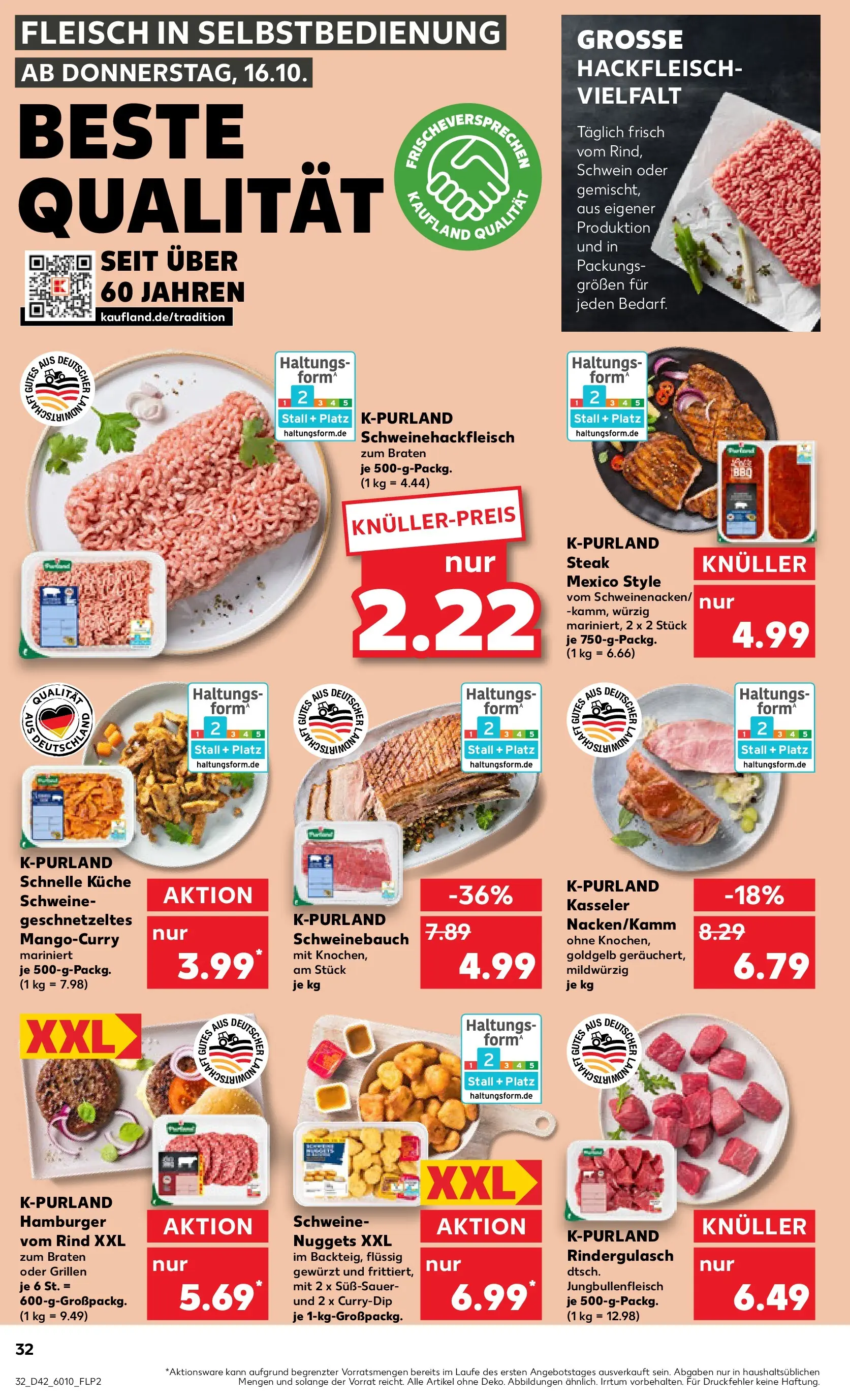 Prospekt Kaufland ab 15.10.2025 » Angebote und Werbung Online | Seite: 32 | Produkte: Schweinebauch, Küche, Steak, Fleisch Prospekt Kaufland ab 15.10.2025 » Angebote Online zum Blättern | Seite: 32 | Produkte: Schweinebauch, Küche, Steak, Fleisch