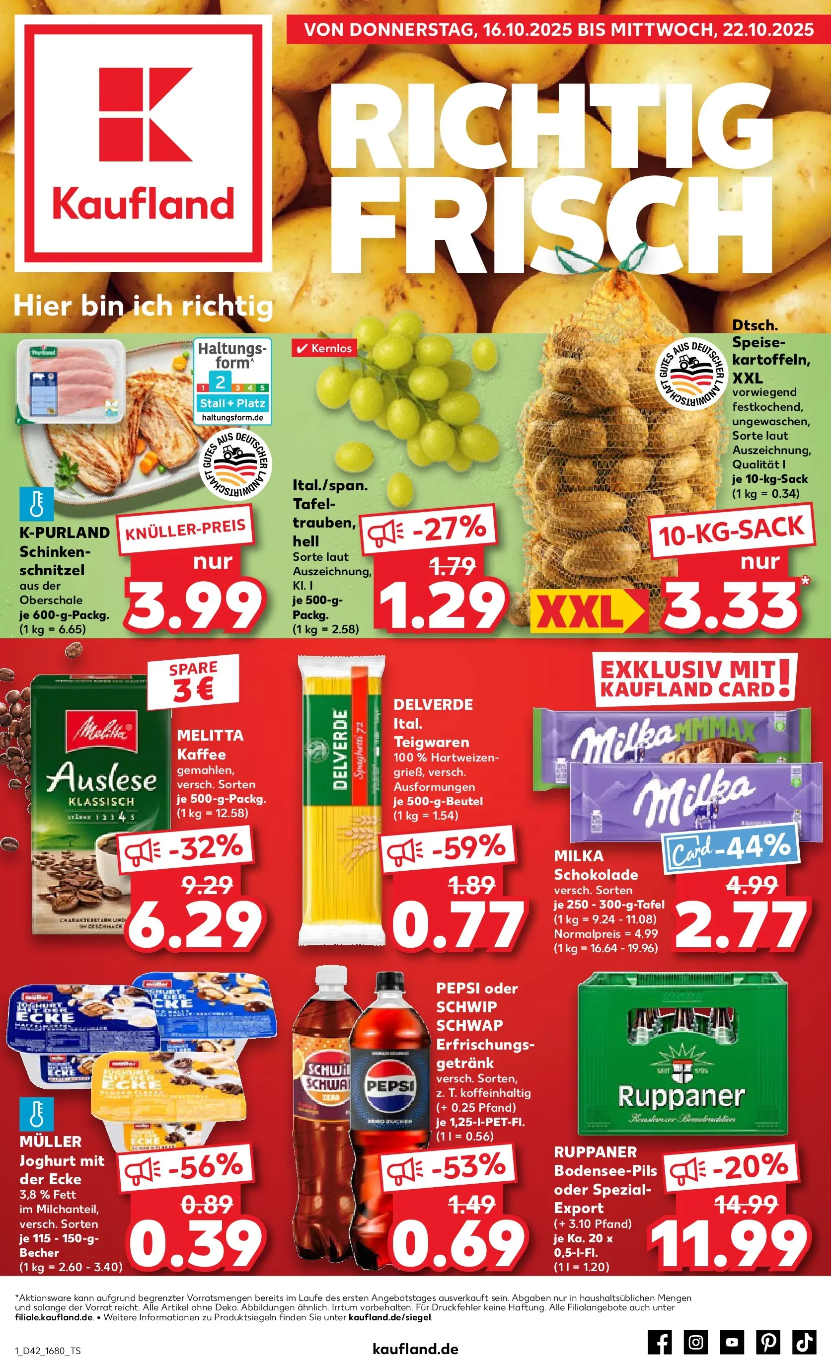 Prospekt Kaufland ab 15.10.2025 » Angebote und Werbung Online | Seite: 1 | Produkte: Melitta, Schokolade, Milka schokolade, Schwip schwap Prospekt Kaufland ab 15.10.2025 » Angebote Online zum Blättern | Seite: 1 | Produkte: Melitta, Schokolade, Milka schokolade, Schwip schwap