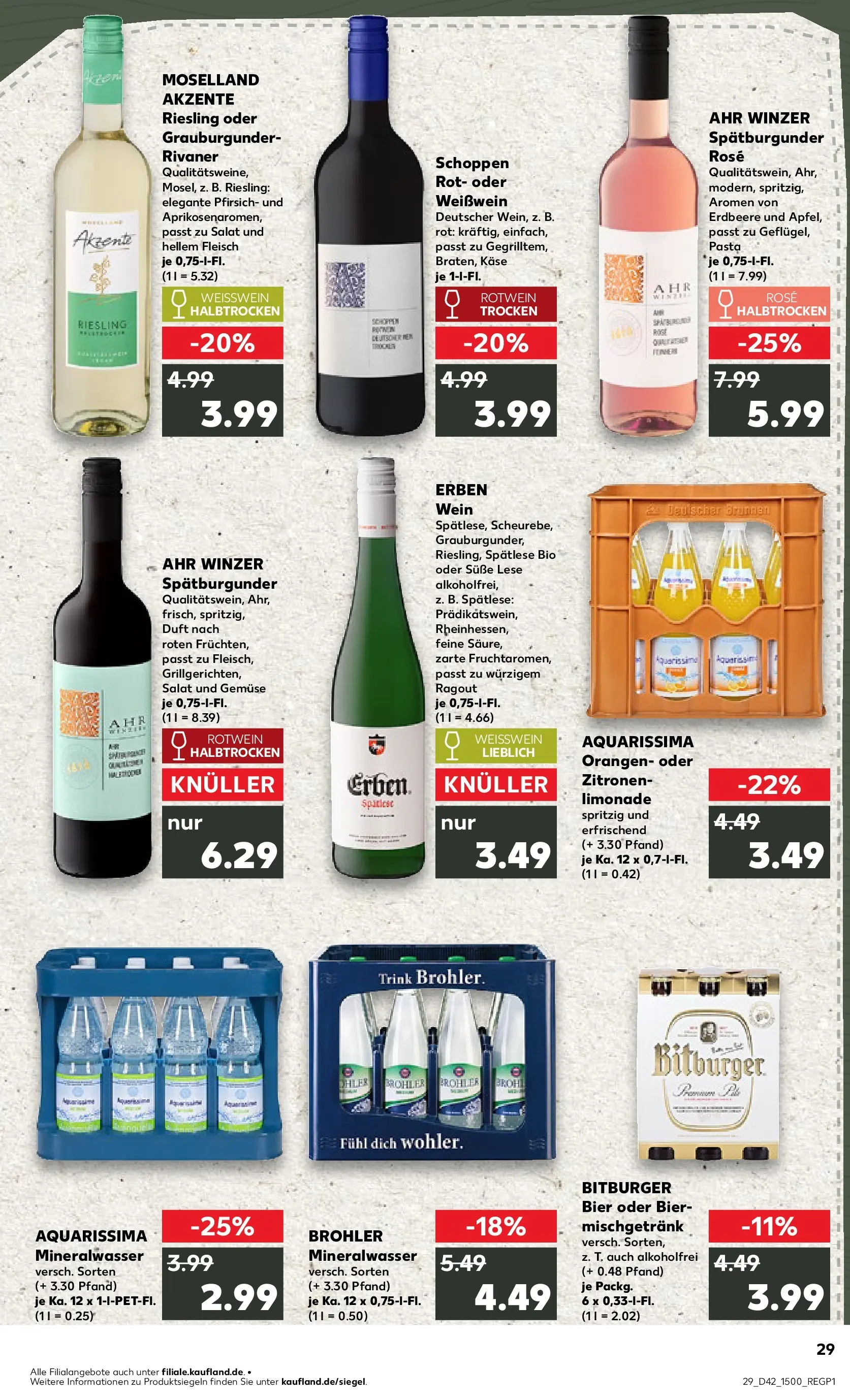 Prospekt Kaufland ab 15.10.2025 » Angebote und Werbung Online | Seite: 29 | Produkte: Limonade, Mineralwasser, Gemüse, Wein Prospekt Kaufland ab 15.10.2025 » Angebote Online zum Blättern | Seite: 29 | Produkte: Limonade, Mineralwasser, Gemüse, Wein