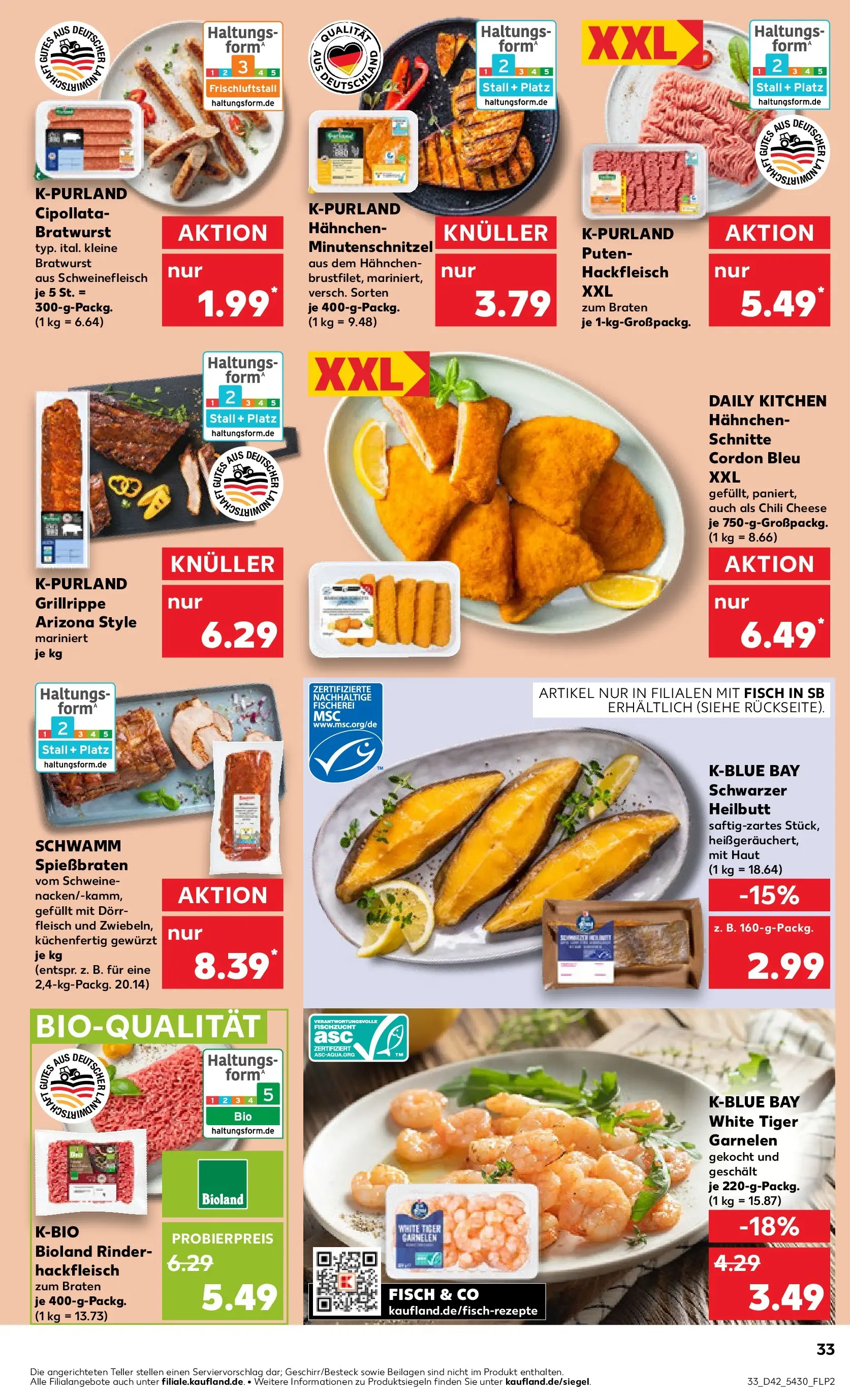 Prospekt Kaufland ab 15.10.2025 » Angebote und Werbung Online | Seite: 33 | Produkte: Garnelen, Schnitzel, Fisch, Schweinefleisch Prospekt Kaufland ab 15.10.2025 » Angebote Online zum Blättern | Seite: 33 | Produkte: Garnelen, Schnitzel, Fisch, Schweinefleisch