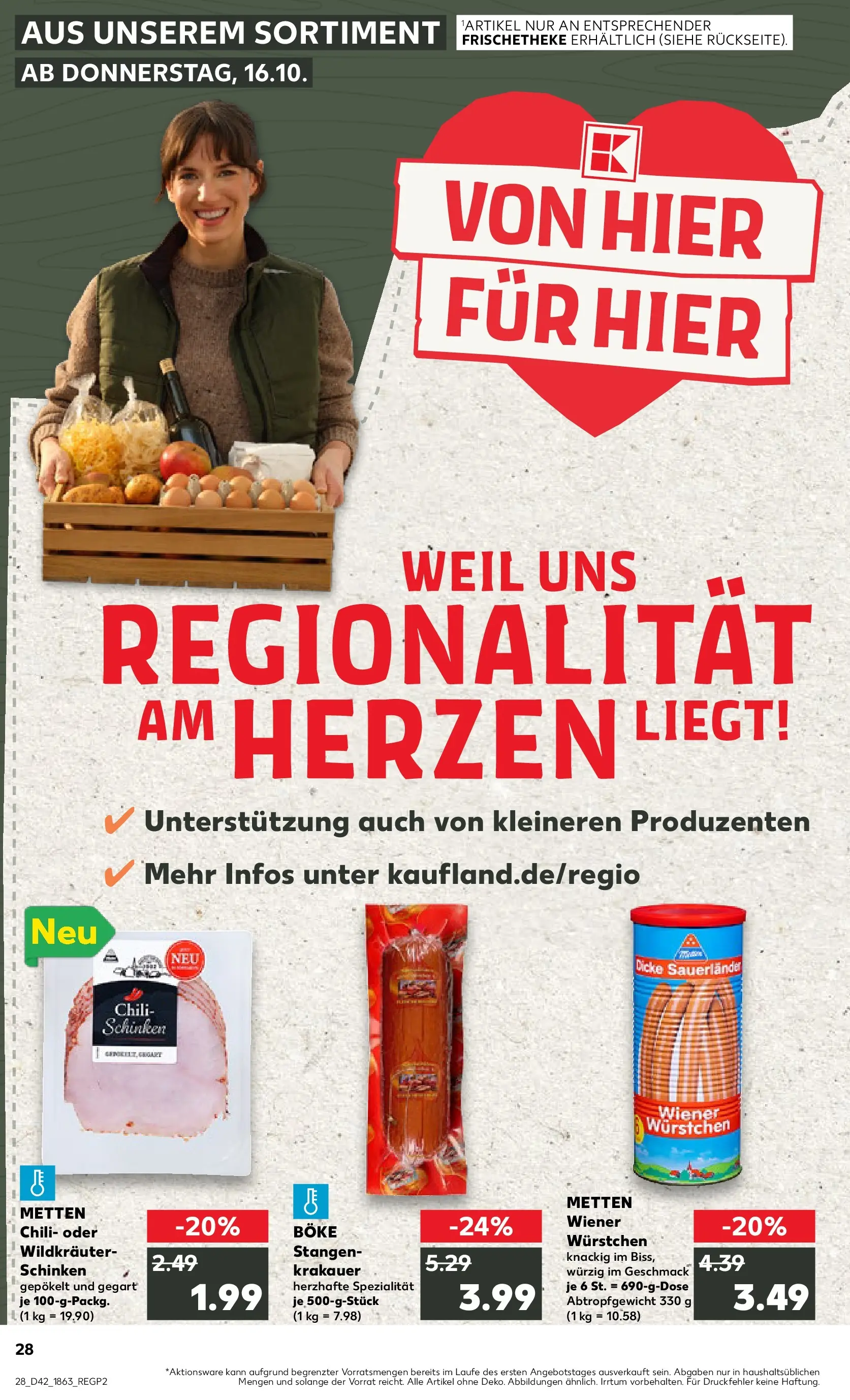 Prospekt Kaufland ab 15.10.2025 » Angebote und Werbung Online | Seite: 28 | Produkte: Wiener wurstchen, Chili, Schinken Prospekt Kaufland ab 15.10.2025 » Angebote Online zum Blättern | Seite: 28 | Produkte: Wiener wurstchen, Chili, Schinken