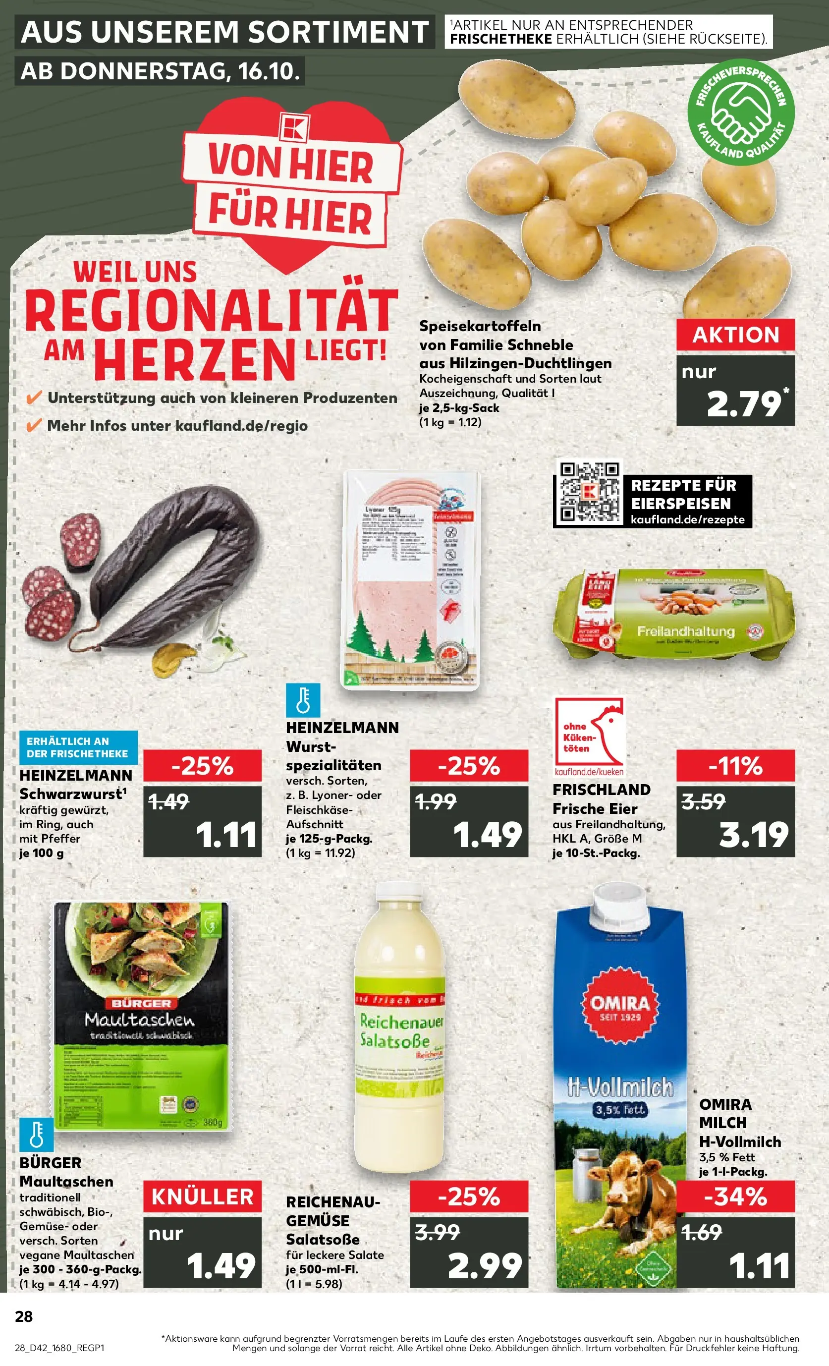 Prospekt Kaufland ab 15.10.2025 » Angebote und Werbung Online | Seite: 28 | Produkte: Milch, Pudding, Gemüse, Maultaschen Prospekt Kaufland ab 15.10.2025 » Angebote Online zum Blättern | Seite: 28 | Produkte: Milch, Pudding, Gemüse, Maultaschen