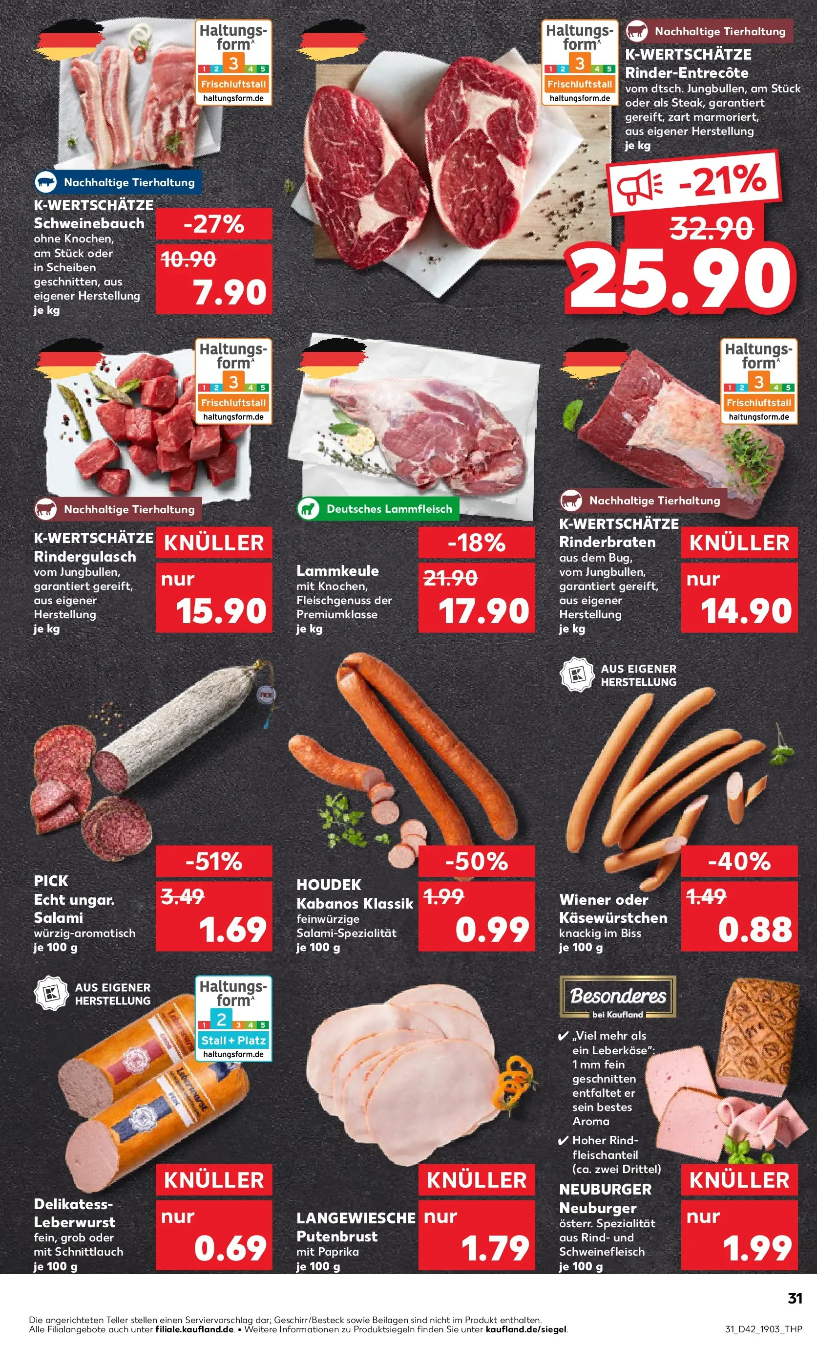 Prospekt Kaufland ab 15.10.2025 » Angebote und Werbung Online | Seite: 31 | Produkte: Rindergulasch, Schweinebauch, Salami, Leberkase Prospekt Kaufland ab 15.10.2025 » Angebote Online zum Blättern | Seite: 31 | Produkte: Rindergulasch, Schweinebauch, Salami, Leberkase