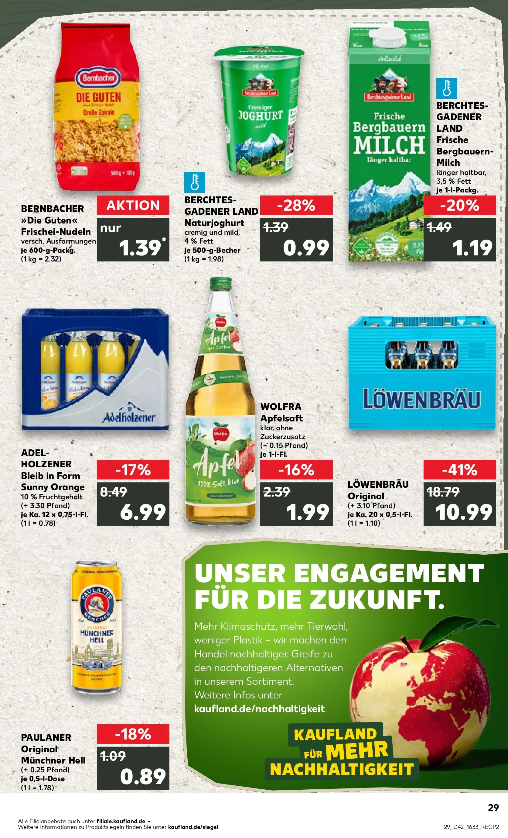 Prospekt Kaufland ab 15.10.2025 » Angebote und Werbung Online | Seite: 29 | Produkte: Joghurt, Apfelsaft, Pasta, Paulaner Prospekt Kaufland ab 15.10.2025 » Angebote Online zum Blättern | Seite: 29 | Produkte: Joghurt, Apfelsaft, Pasta, Paulaner