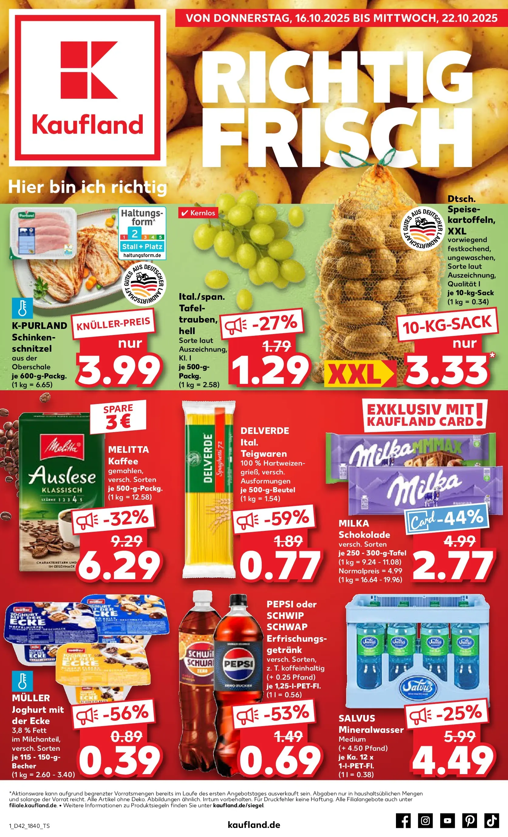 Prospekt Kaufland ab 15.10.2025 » Angebote und Werbung Online | Seite: 1 | Produkte: Kaffee, Milka schokolade, Milka, Pasta Prospekt Kaufland ab 15.10.2025 » Angebote Online zum Blättern | Seite: 1 | Produkte: Kaffee, Milka schokolade, Milka, Pasta