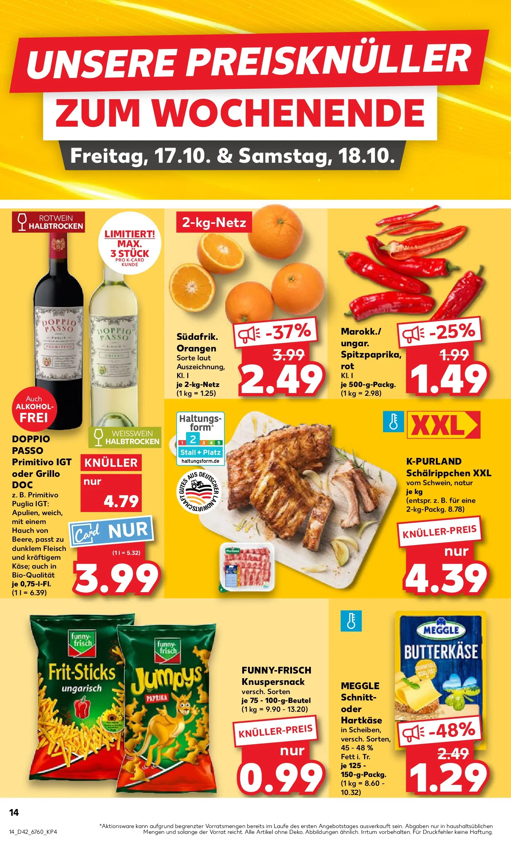 Prospekt Kaufland ab 15.10.2025 » Angebote und Werbung Online | Seite: 14 | Produkte: Rotwein, Weißwein halbtrocken, Funny frisch, Paprika Prospekt Kaufland ab 15.10.2025 » Angebote Online zum Blättern | Seite: 14 | Produkte: Rotwein, Weißwein halbtrocken, Funny frisch, Paprika