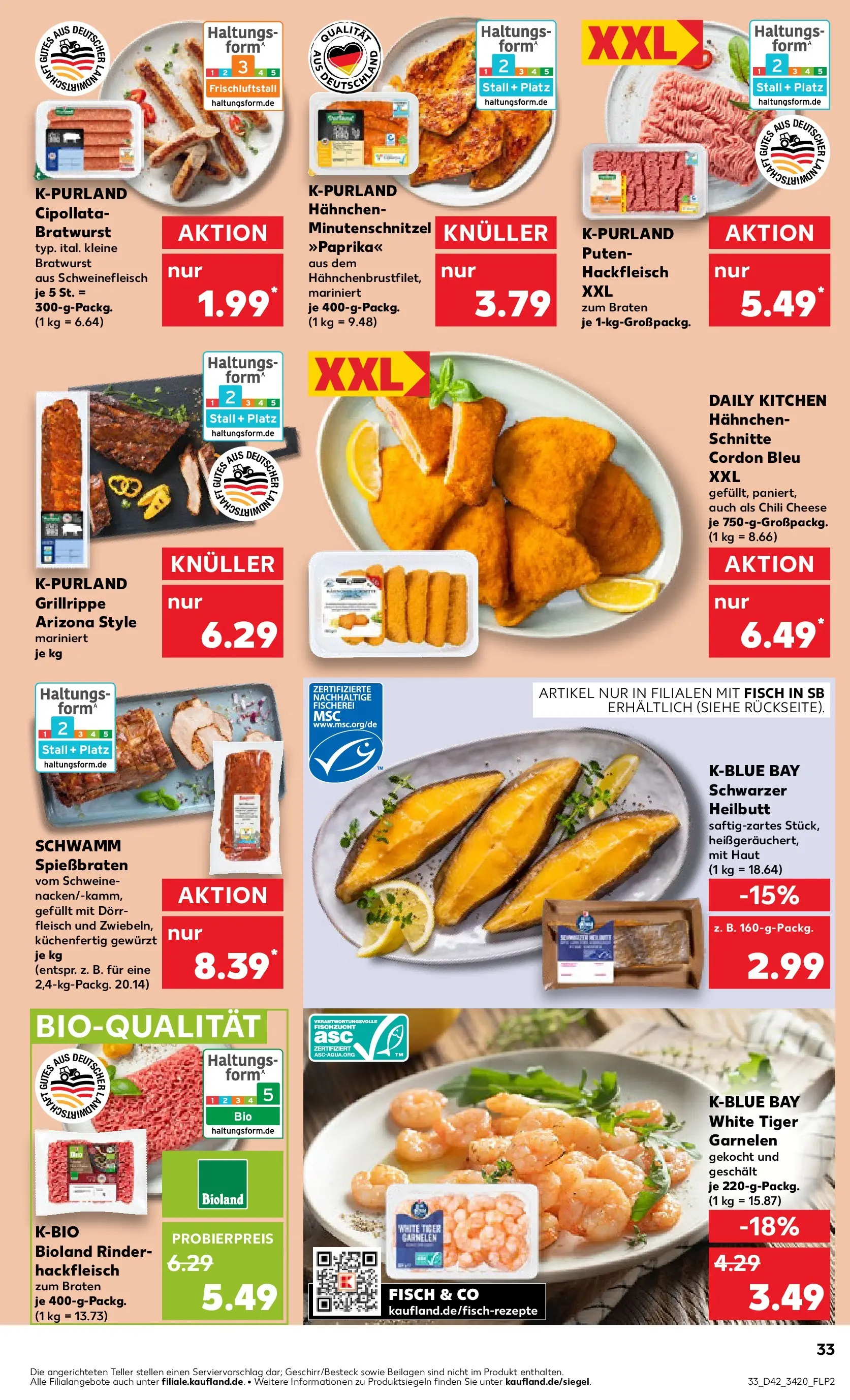 Prospekt Kaufland ab 15.10.2025 » Angebote und Werbung Online | Seite: 33 | Produkte: Fisch, Chili, Tiger garnelen, Hackfleisch Prospekt Kaufland ab 15.10.2025 » Angebote Online zum Blättern | Seite: 33 | Produkte: Fisch, Chili, Tiger garnelen, Hackfleisch