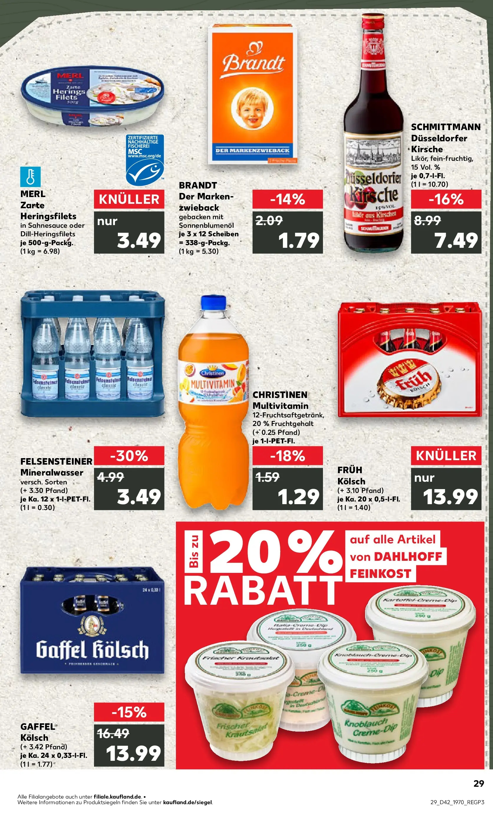 Prospekt Kaufland ab 15.10.2025 » Angebote Online zum Blättern | Seite: 29 | Produkte: Sonnenblumenol, Mineralwasser, Kirschen, Knoblauch