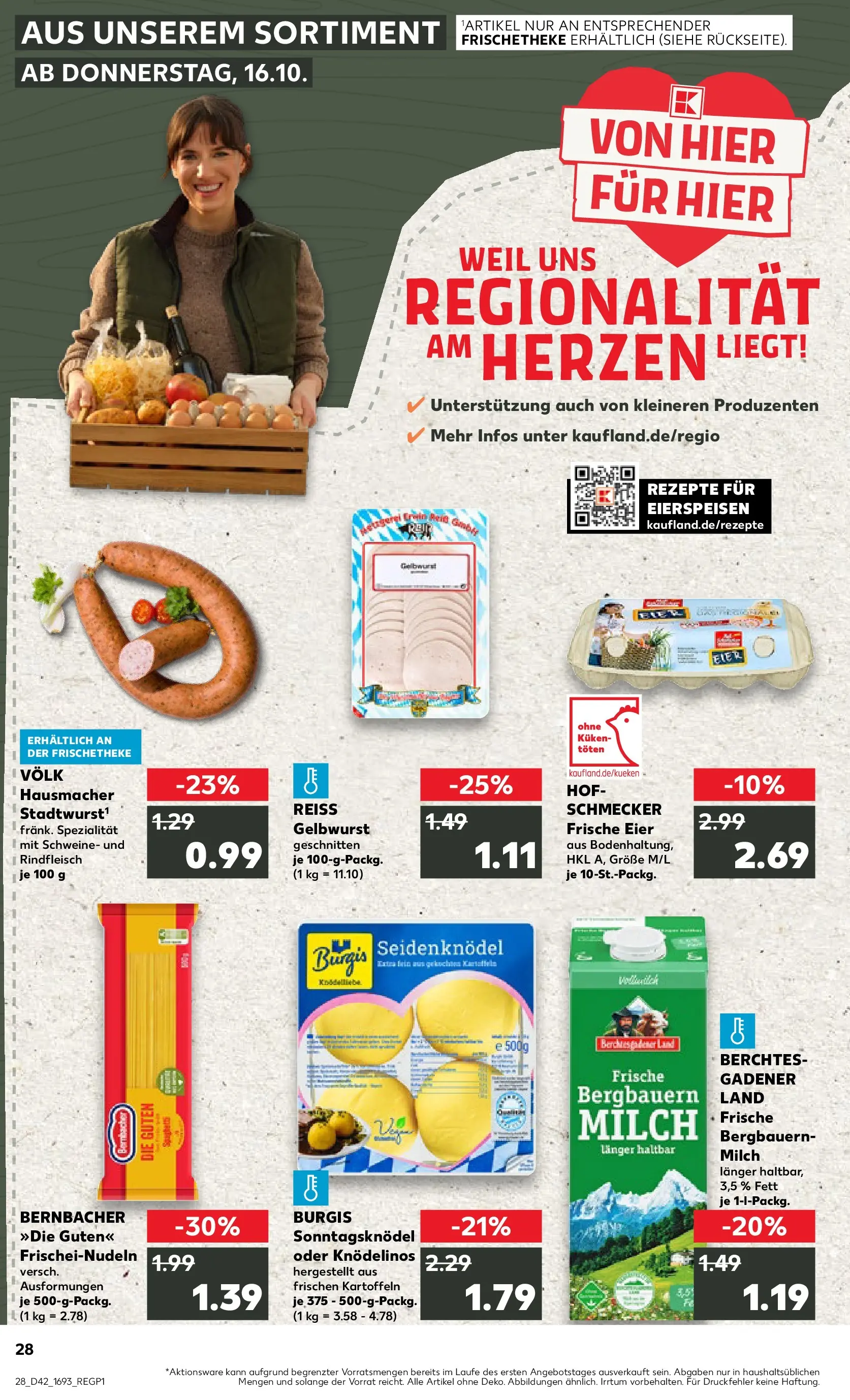 Prospekt Kaufland ab 15.10.2025 » Angebote und Werbung Online | Seite: 28 | Produkte: Milch, Eier, Pasta, Rindfleisch Prospekt Kaufland ab 15.10.2025 » Angebote Online zum Blättern | Seite: 28 | Produkte: Milch, Eier, Pasta, Rindfleisch