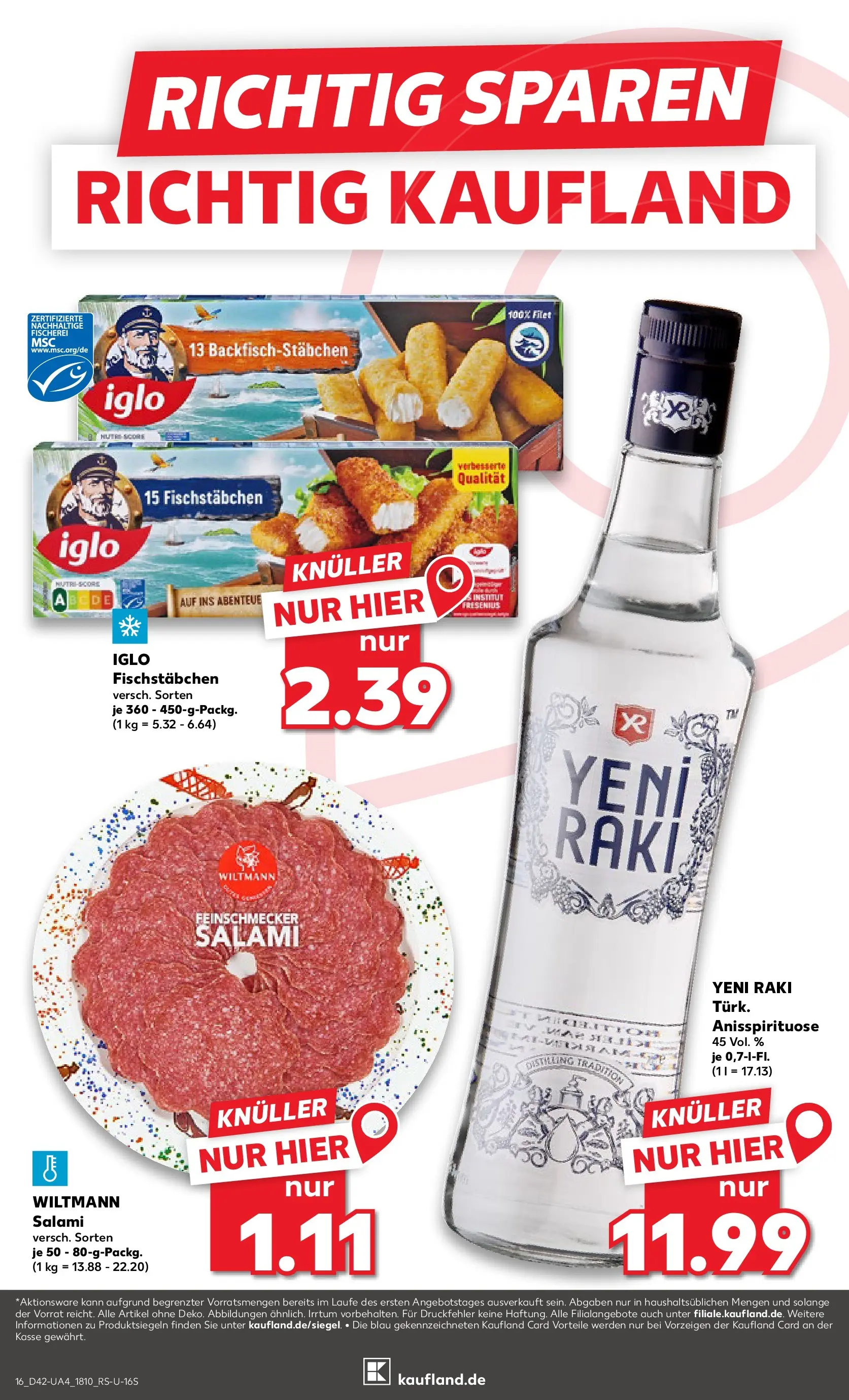 Prospekt Kaufland ab 15.10.2025 » Angebote und Werbung Online | Seite: 16 | Produkte: Iglo, Fischstabchen, Salami Prospekt Kaufland ab 15.10.2025 » Angebote Online zum Blättern | Seite: 16 | Produkte: Iglo, Fischstabchen, Salami