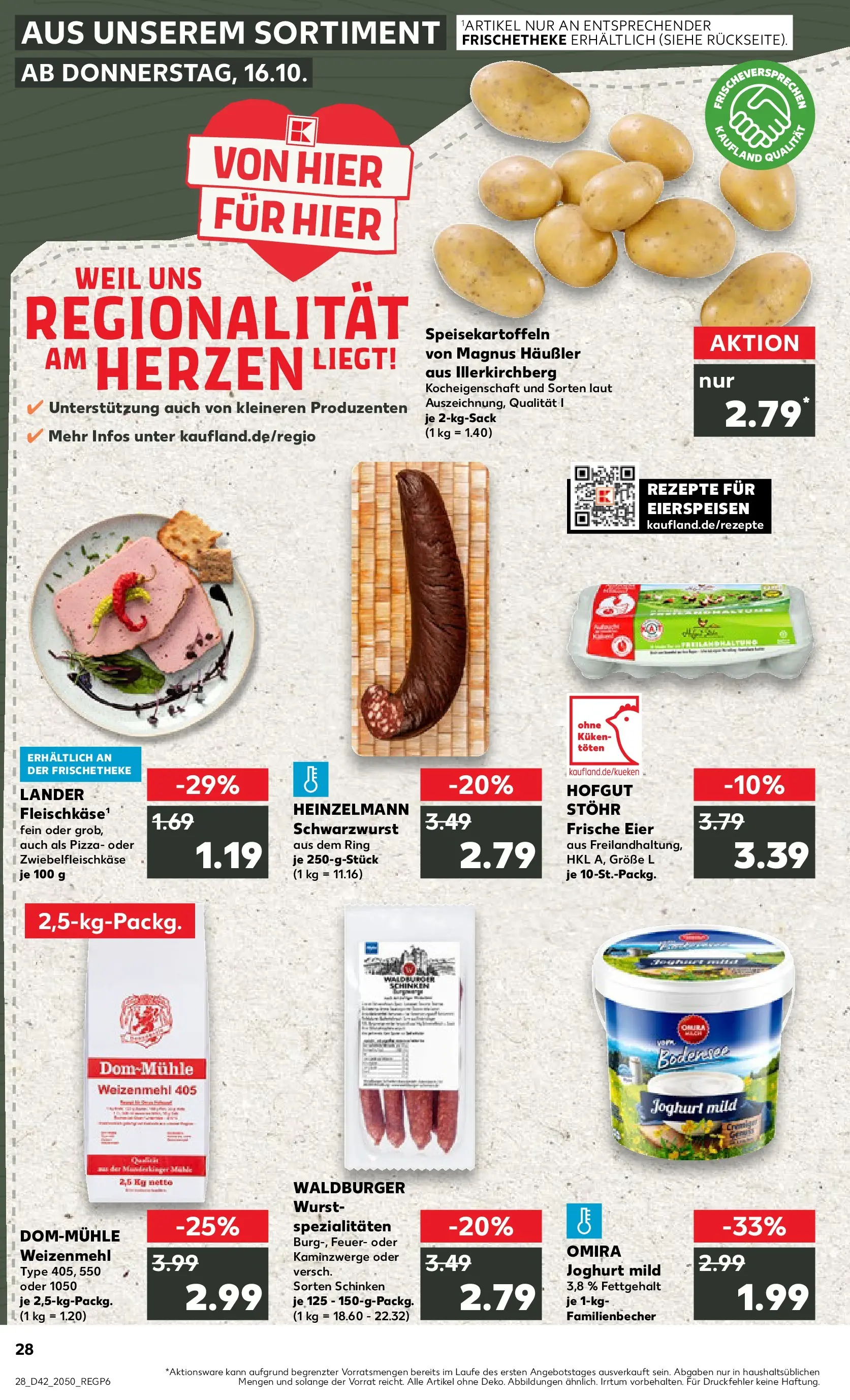 Prospekt Kaufland ab 15.10.2025 » Angebote und Werbung Online | Seite: 28 | Produkte: Joghurt, Weizenmehl, Wurst, Schinken Prospekt Kaufland ab 15.10.2025 » Angebote Online zum Blättern | Seite: 28 | Produkte: Joghurt, Weizenmehl, Wurst, Schinken