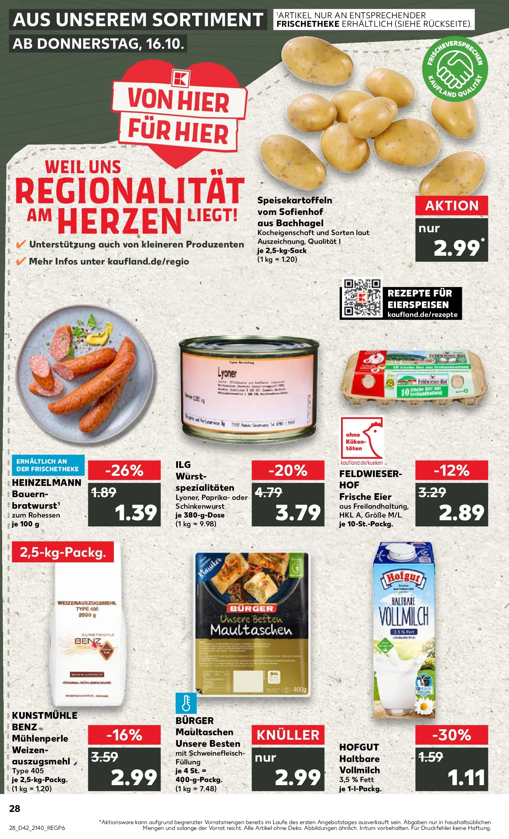 Prospekt Kaufland ab 15.10.2025 » Angebote und Werbung Online | Seite: 28 | Produkte: Eier, Paprika, Schweinefleisch, Maultaschen Prospekt Kaufland ab 15.10.2025 » Angebote Online zum Blättern | Seite: 28 | Produkte: Eier, Paprika, Schweinefleisch, Maultaschen