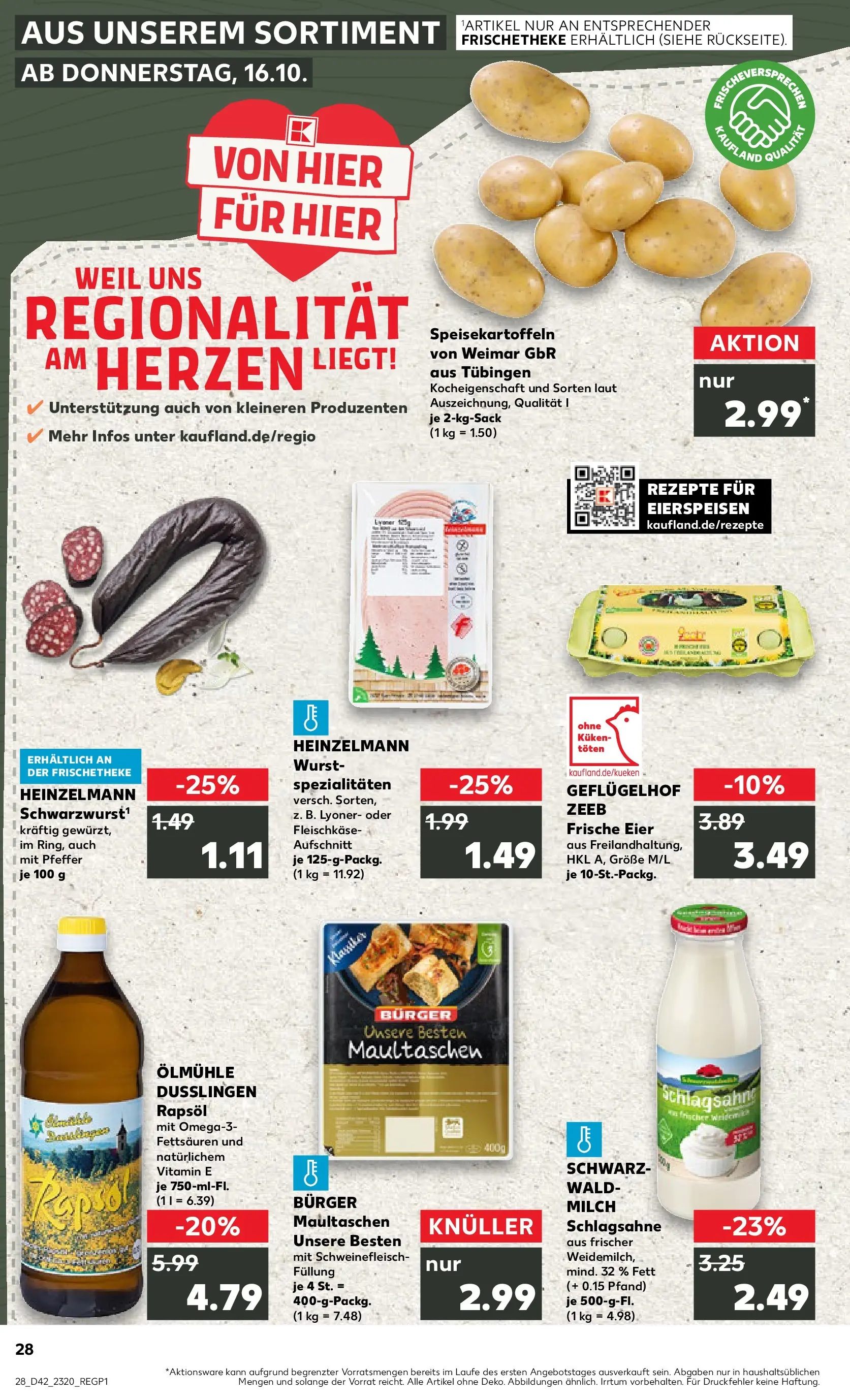 Prospekt Kaufland ab 15.10.2025 » Angebote und Werbung Online | Seite: 28 | Produkte: Burger, Pudding, Wurst, Maultaschen Prospekt Kaufland ab 15.10.2025 » Angebote Online zum Blättern | Seite: 28 | Produkte: Burger, Pudding, Wurst, Maultaschen