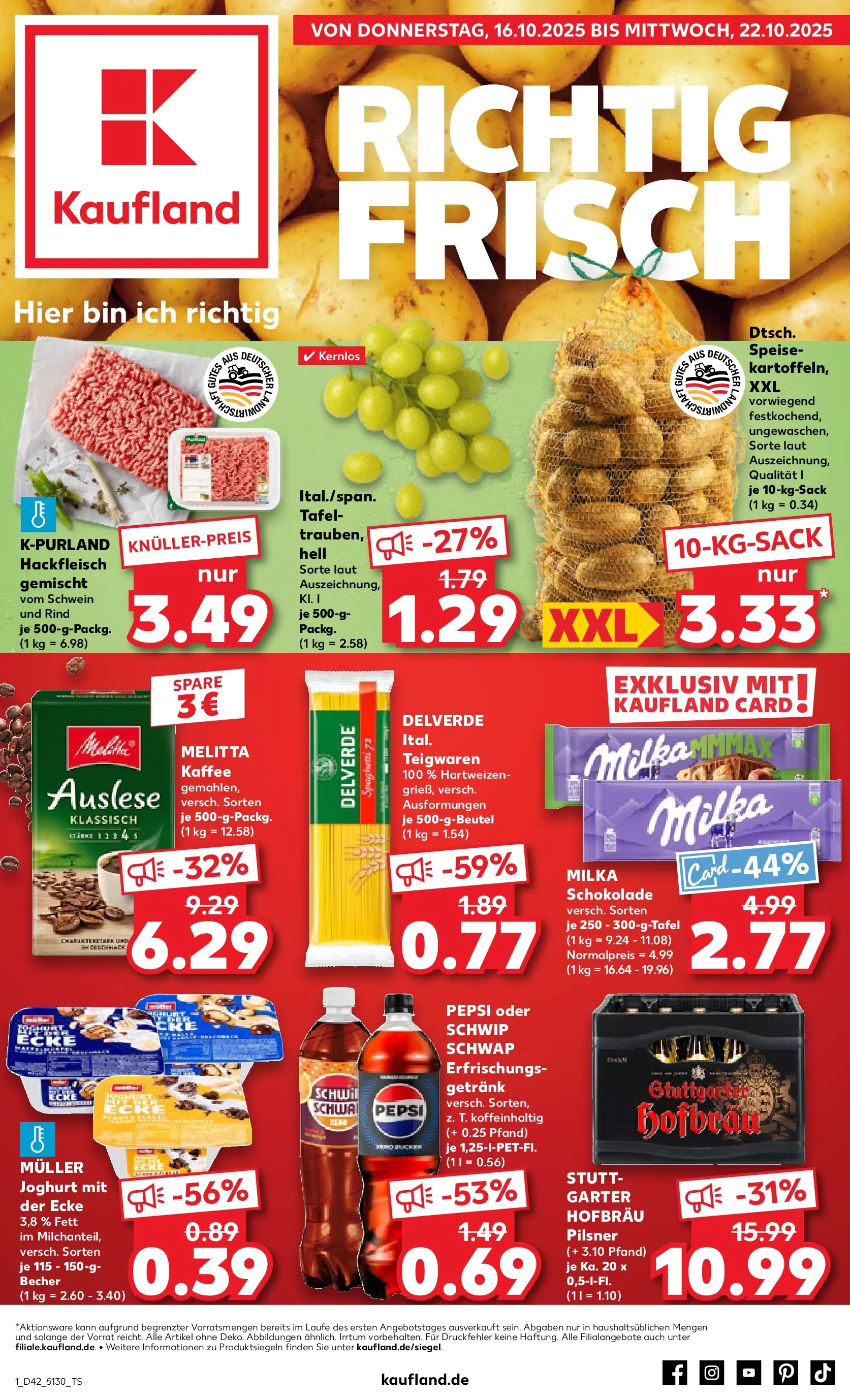 Prospekt Kaufland ab 15.10.2025 » Angebote und Werbung Online | Seite: 1 | Produkte: Melitta, Melitta kaffee, Schwip schwap, Pepsi Prospekt Kaufland ab 15.10.2025 » Angebote Online zum Blättern | Seite: 1 | Produkte: Melitta, Melitta kaffee, Schwip schwap, Pepsi