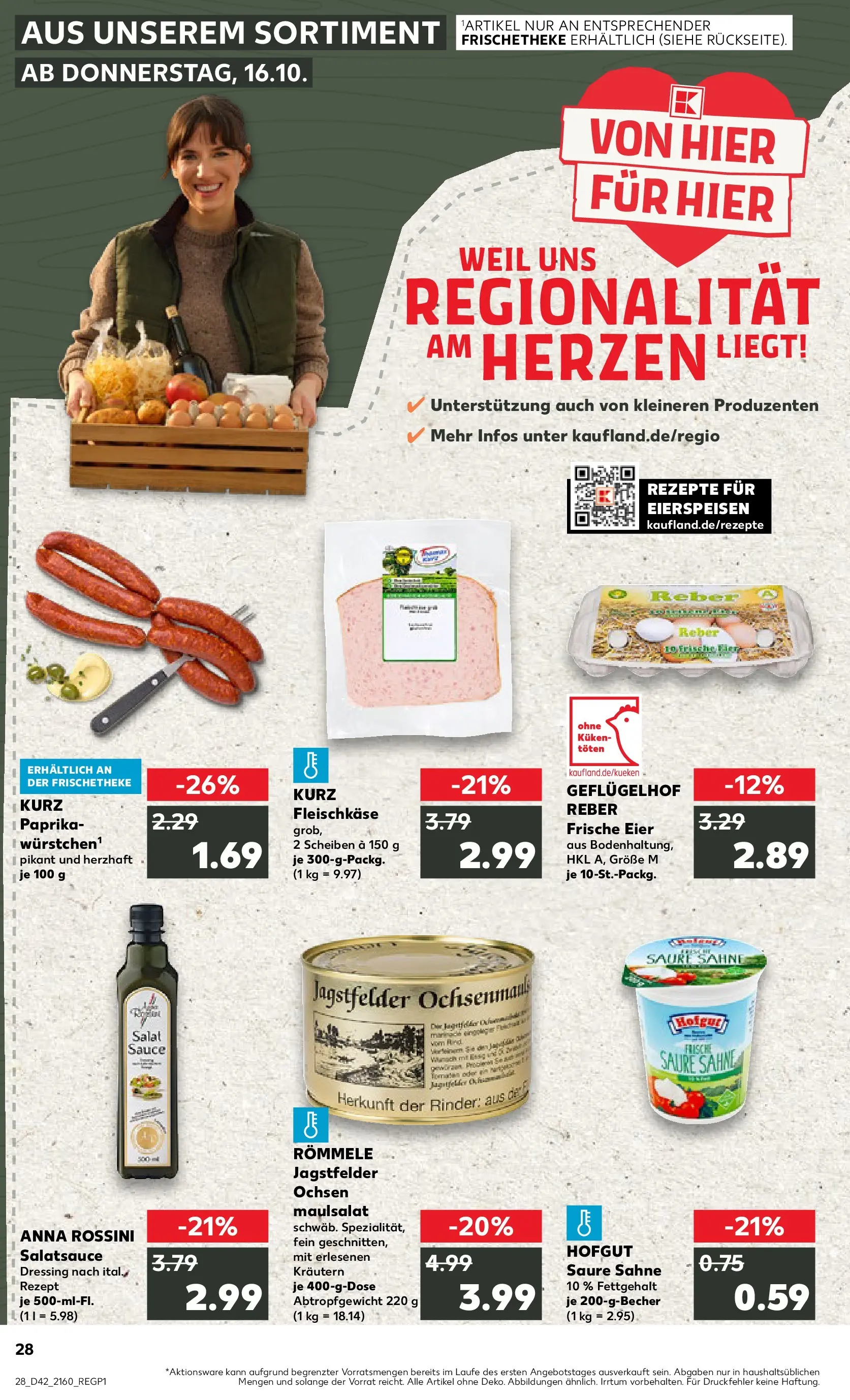 Prospekt Kaufland ab 15.10.2025 » Angebote und Werbung Online | Seite: 28 | Produkte: Eier, Dressing, Sahne, Salat Prospekt Kaufland ab 15.10.2025 » Angebote Online zum Blättern | Seite: 28 | Produkte: Eier, Dressing, Sahne, Salat
