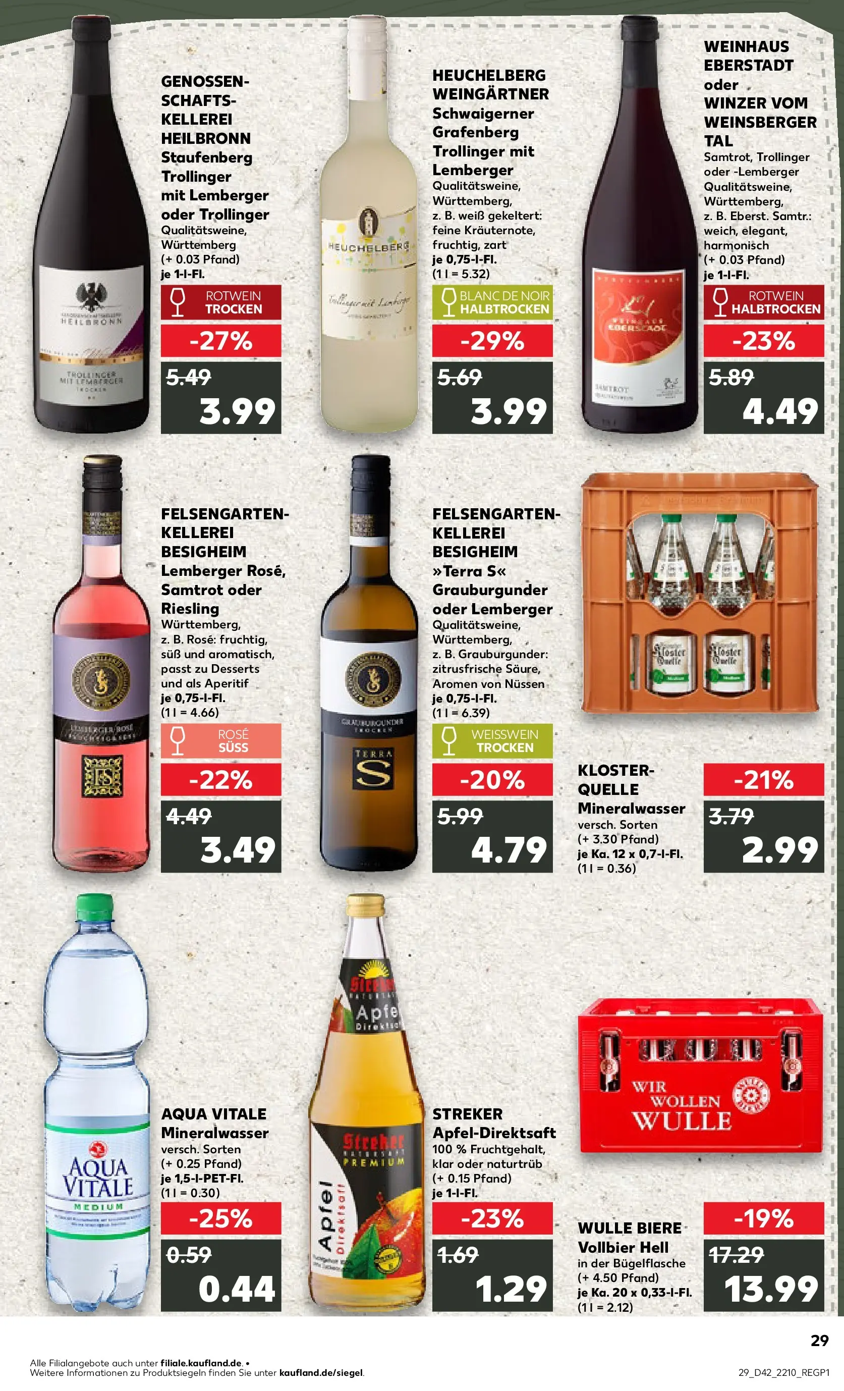 Prospekt Kaufland ab 15.10.2025 » Angebote und Werbung Online | Seite: 29 | Produkte: Weißwein, Rotwein, Äpfel, Mineralwasser Prospekt Kaufland ab 15.10.2025 » Angebote Online zum Blättern | Seite: 29 | Produkte: Weißwein, Rotwein, Äpfel, Mineralwasser