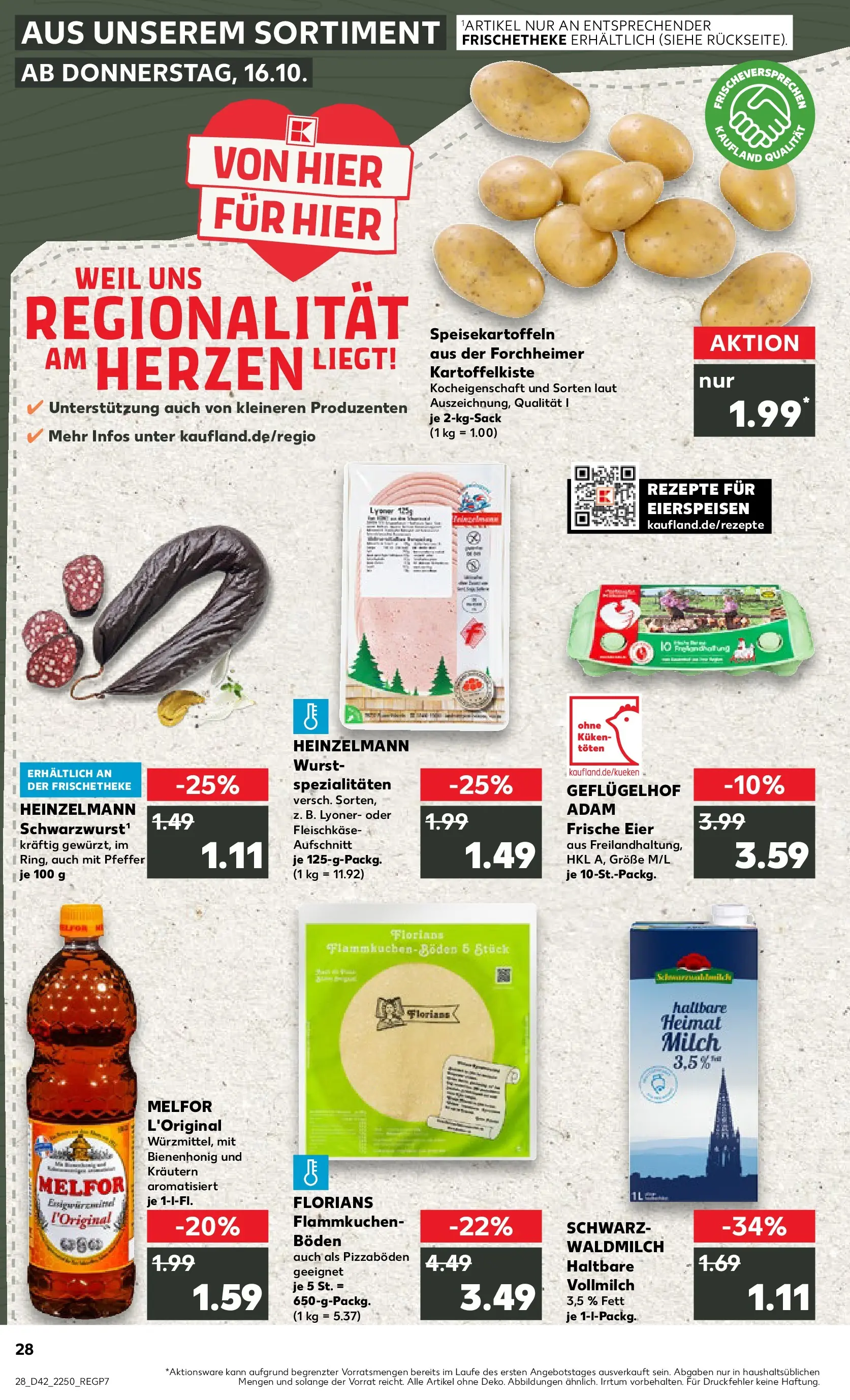 Prospekt Kaufland ab 15.10.2025 » Angebote Online zum Blättern | Seite: 28 | Produkte: Milch, Pfeffer, Wurst, Pizza