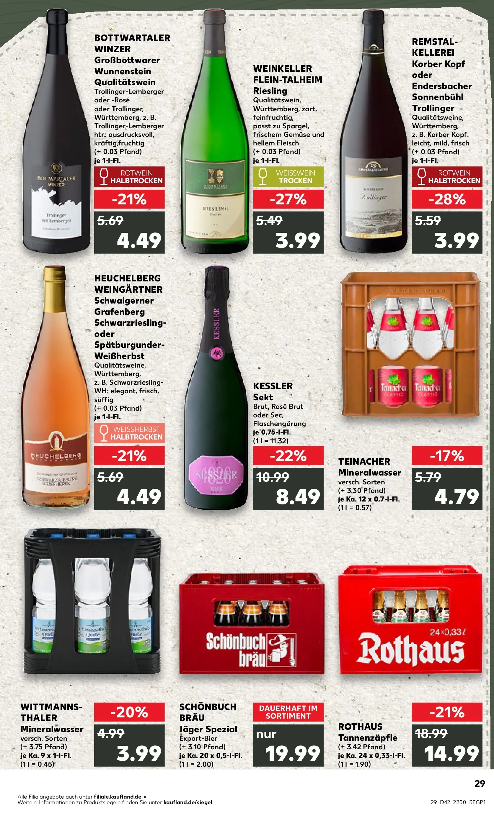 Prospekt Kaufland ab 15.10.2025 » Angebote und Werbung Online | Seite: 29 | Produkte: Weißwein, Rotwein, Mineralwasser, Gemüse Prospekt Kaufland ab 15.10.2025 » Angebote Online zum Blättern | Seite: 29 | Produkte: Weißwein, Rotwein, Mineralwasser, Gemüse