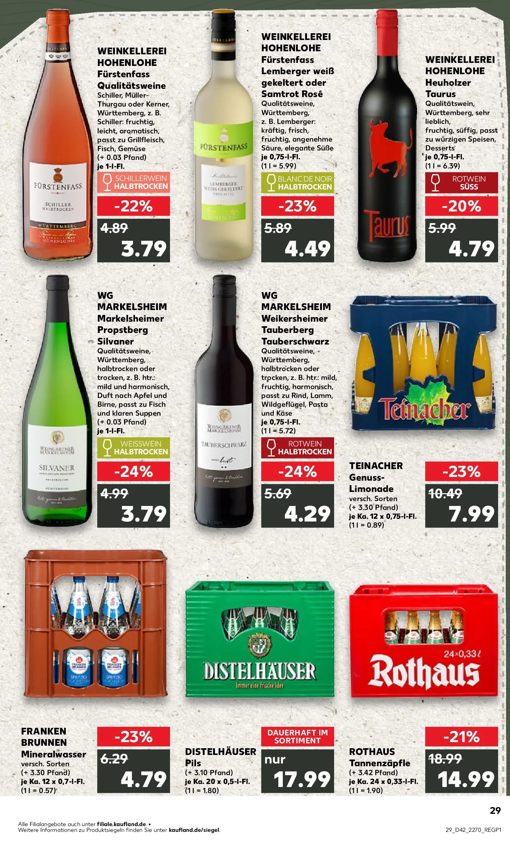Prospekt Kaufland ab 15.10.2025 » Angebote und Werbung Online | Seite: 29 | Produkte: Käse, Rotwein, Limonade, Mineralwasser Prospekt Kaufland ab 15.10.2025 » Angebote Online zum Blättern | Seite: 29 | Produkte: Käse, Rotwein, Limonade, Mineralwasser