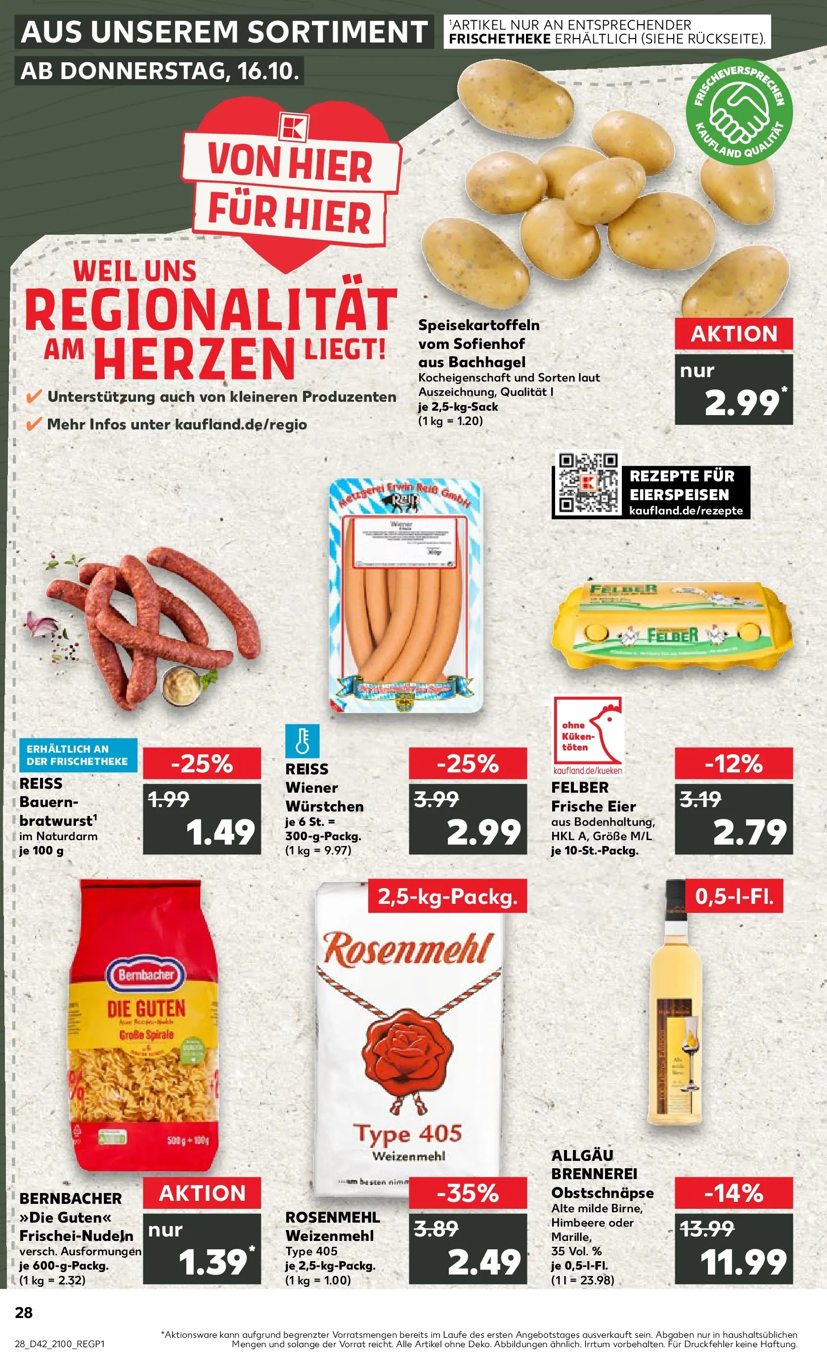 Prospekt Kaufland ab 15.10.2025 » Angebote und Werbung Online | Seite: 28 | Produkte: Wiener wurstchen, Weizenmehl, Himbeere, Pasta Prospekt Kaufland ab 15.10.2025 » Angebote Online zum Blättern | Seite: 28 | Produkte: Wiener wurstchen, Weizenmehl, Himbeere, Pasta