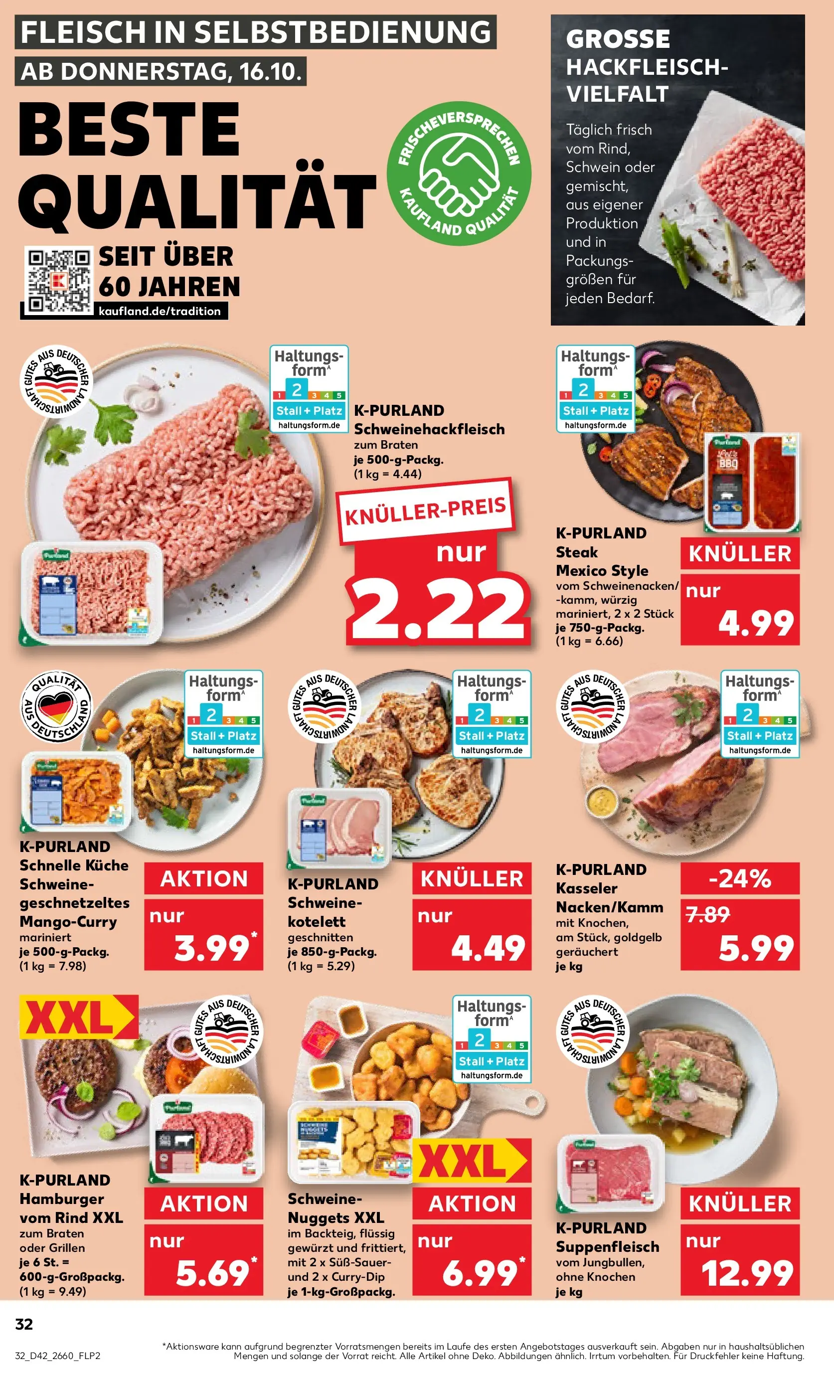 Prospekt Kaufland ab 15.10.2025 » Angebote und Werbung Online | Seite: 32 | Produkte: Küche, Suppenfleisch, Fleisch, Hackfleisch Prospekt Kaufland ab 15.10.2025 » Angebote Online zum Blättern | Seite: 32 | Produkte: Küche, Suppenfleisch, Fleisch, Hackfleisch