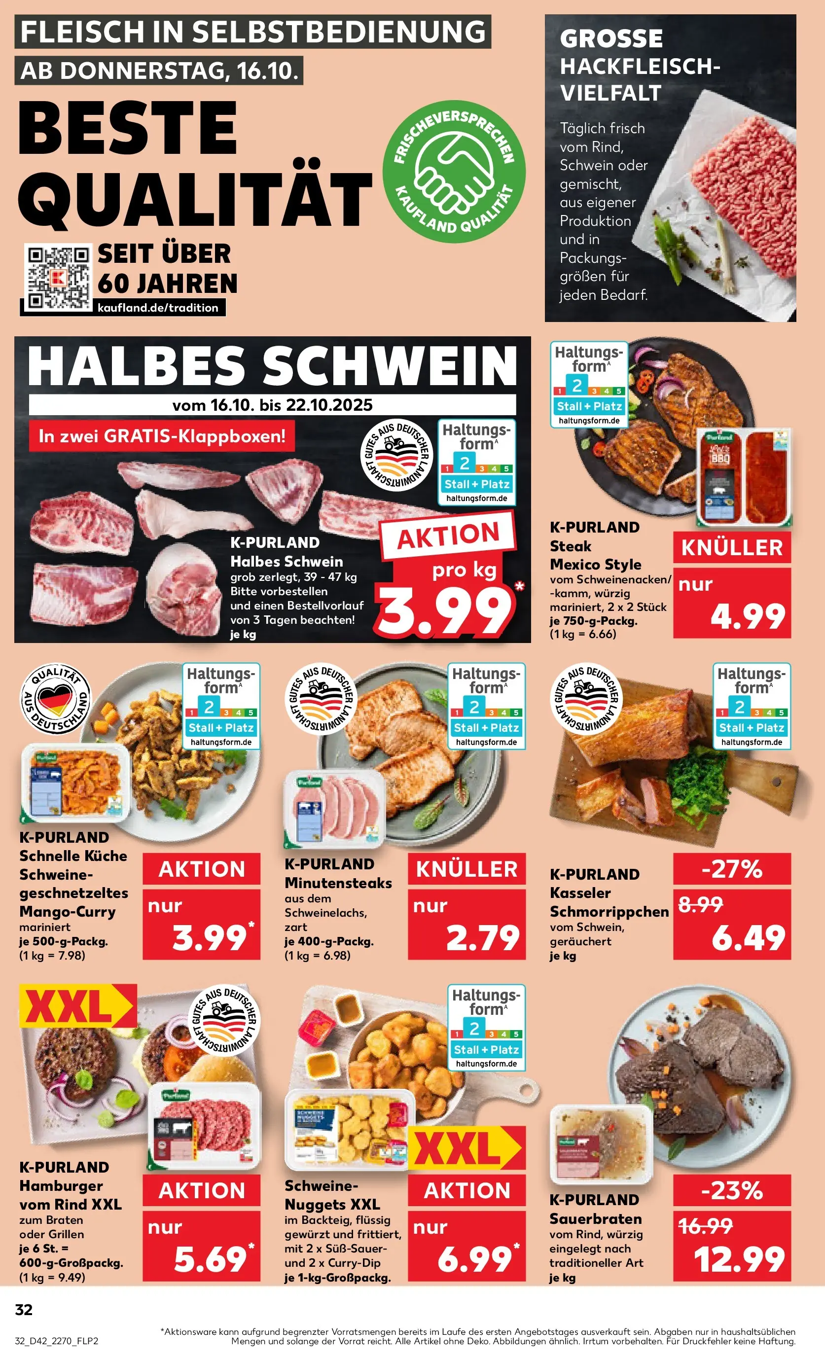 Prospekt Kaufland ab 15.10.2025 » Angebote und Werbung Online | Seite: 32 | Produkte: Burger, Steak, Fleisch, Hackfleisch Prospekt Kaufland ab 15.10.2025 » Angebote Online zum Blättern | Seite: 32 | Produkte: Burger, Steak, Fleisch, Hackfleisch