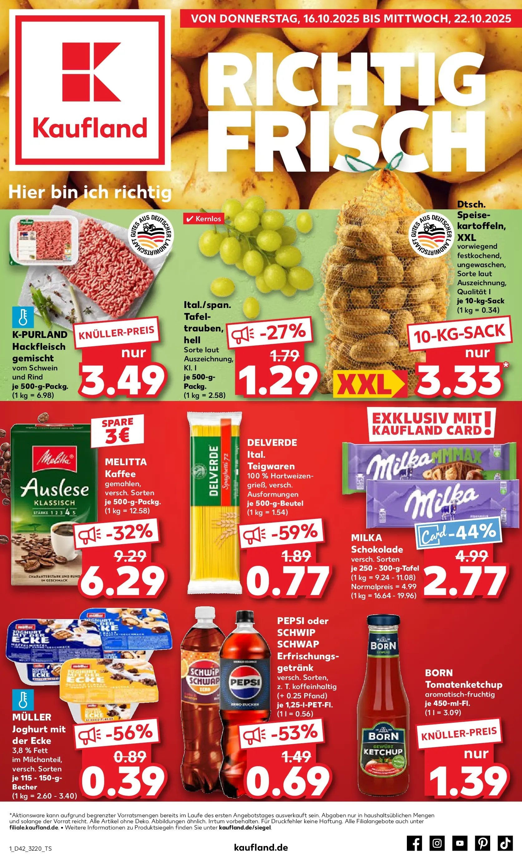 Prospekt Kaufland ab 15.10.2025 » Angebote und Werbung Online | Seite: 1 | Produkte: Melitta, Melitta kaffee, Schokolade, Hackfleisch Prospekt Kaufland ab 15.10.2025 » Angebote Online zum Blättern | Seite: 1 | Produkte: Melitta, Melitta kaffee, Schokolade, Hackfleisch