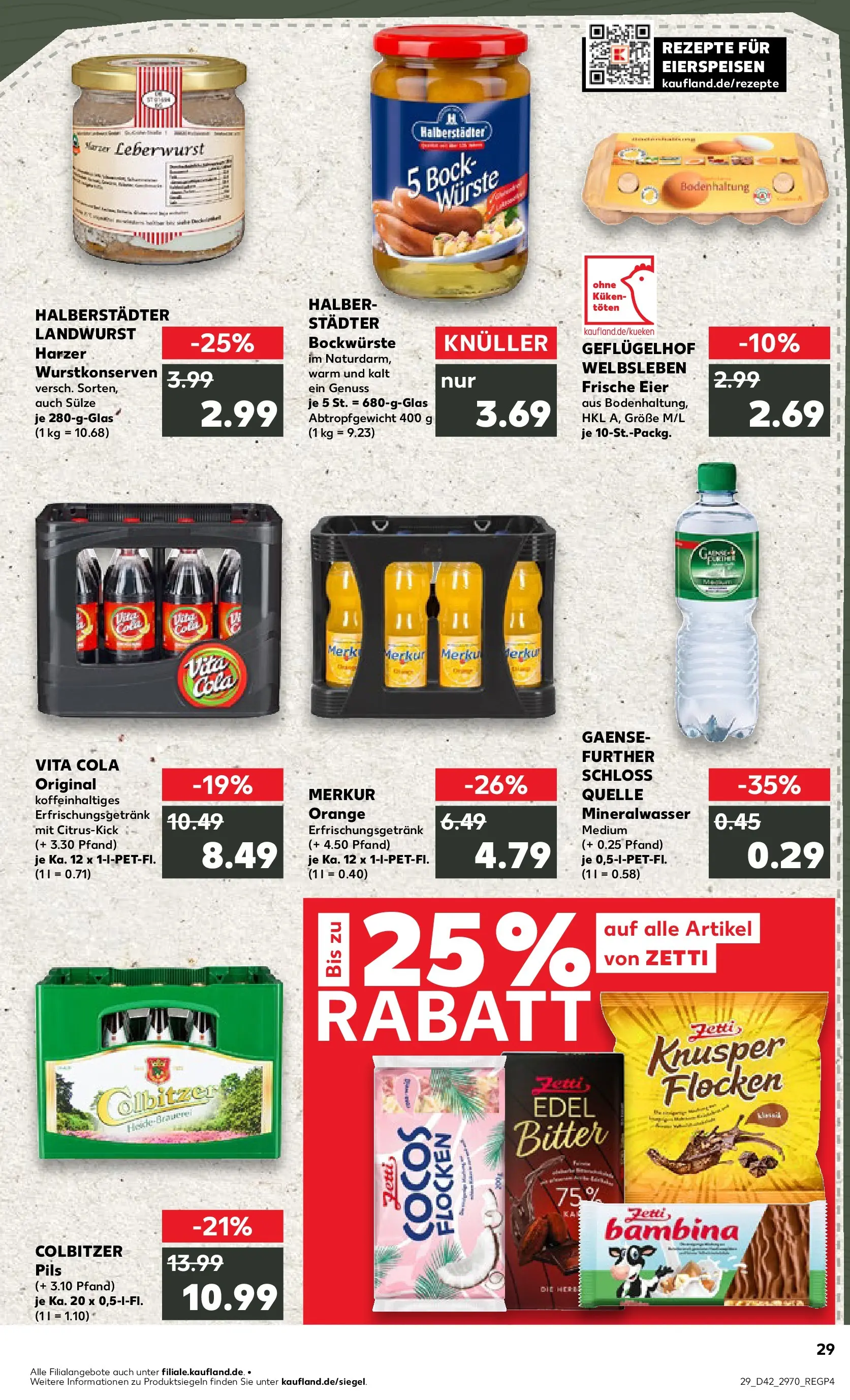 Prospekt Kaufland ab 15.10.2025 » Angebote und Werbung Online | Seite: 29 | Produkte: Cola, Eier, Vita cola, Flocken Prospekt Kaufland ab 15.10.2025 » Angebote Online zum Blättern | Seite: 29 | Produkte: Cola, Eier, Vita cola, Flocken