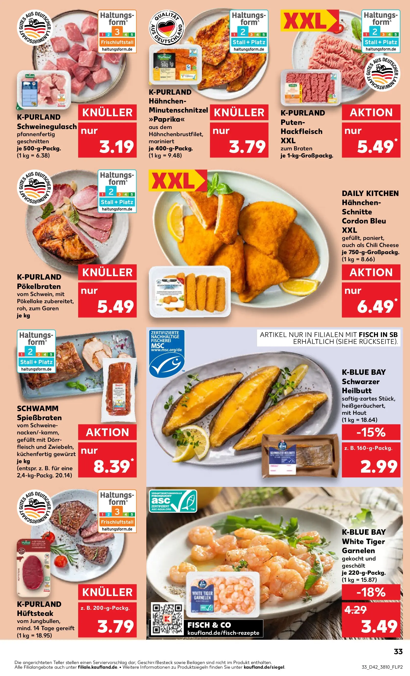Prospekt Kaufland ab 15.10.2025 » Angebote und Werbung Online | Seite: 33 | Produkte: Hahnchen, Garnelen, Fisch, Chili Prospekt Kaufland ab 15.10.2025 » Angebote Online zum Blättern | Seite: 33 | Produkte: Hahnchen, Garnelen, Fisch, Chili