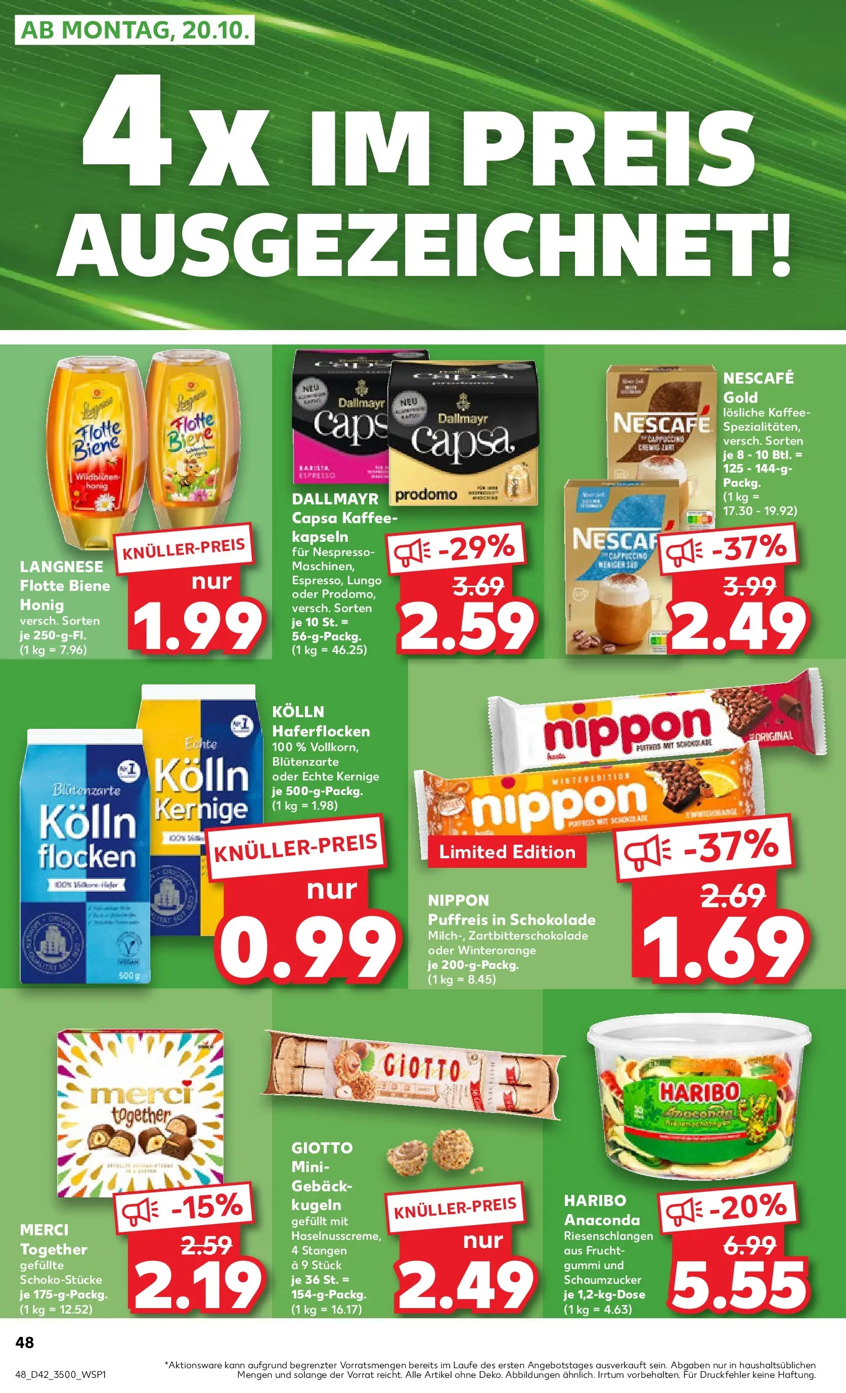 Prospekt Kaufland ab 15.10.2025 » Angebote und Werbung Online | Seite: 48 | Produkte: Merci, Kaffee, Nescafe gold, Dallmayr capsa Prospekt Kaufland ab 15.10.2025 » Angebote Online zum Blättern | Seite: 48 | Produkte: Merci, Kaffee, Nescafe gold, Dallmayr capsa