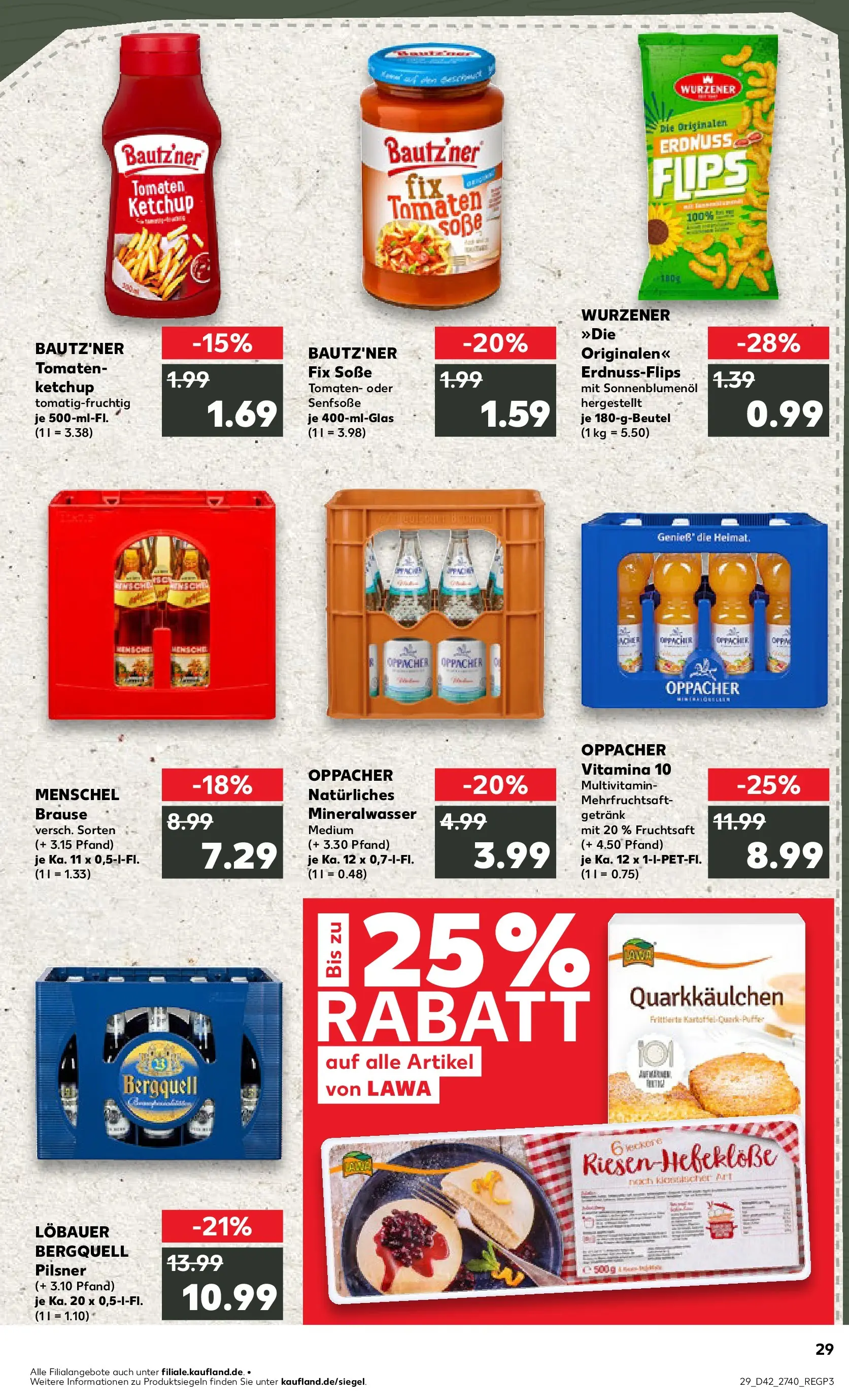 Prospekt Kaufland ab 15.10.2025 » Angebote und Werbung Online | Seite: 29 | Produkte: Sonnenblumenol, Tomaten, Mineralwasser, Fruchtsaft Prospekt Kaufland ab 15.10.2025 » Angebote Online zum Blättern | Seite: 29 | Produkte: Sonnenblumenol, Tomaten, Mineralwasser, Fruchtsaft