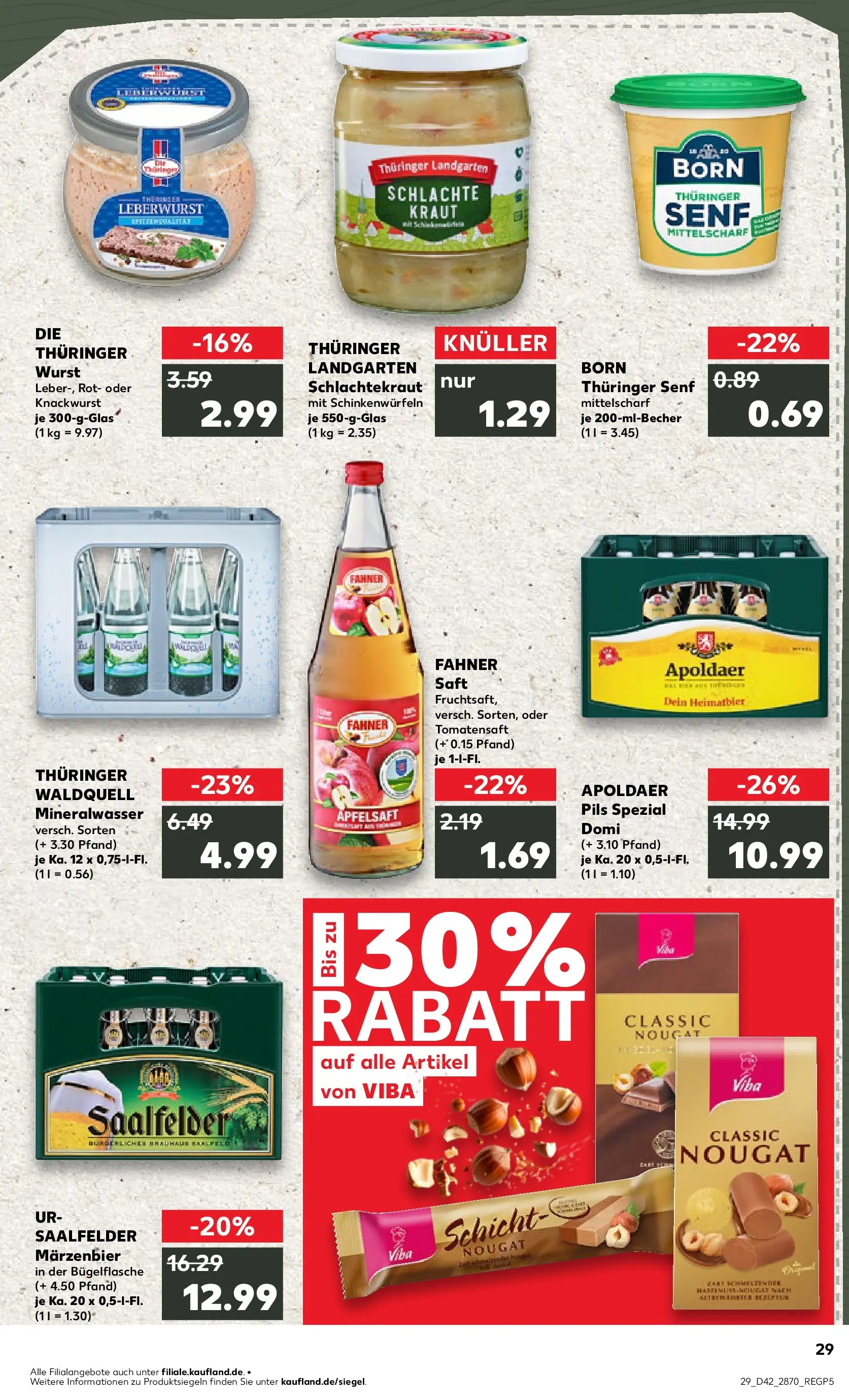 Prospekt Kaufland ab 15.10.2025 » Angebote und Werbung Online | Seite: 29 | Produkte: Apfelsaft, Mineralwasser, Kraut, Saft Prospekt Kaufland ab 15.10.2025 » Angebote Online zum Blättern | Seite: 29 | Produkte: Apfelsaft, Mineralwasser, Kraut, Saft