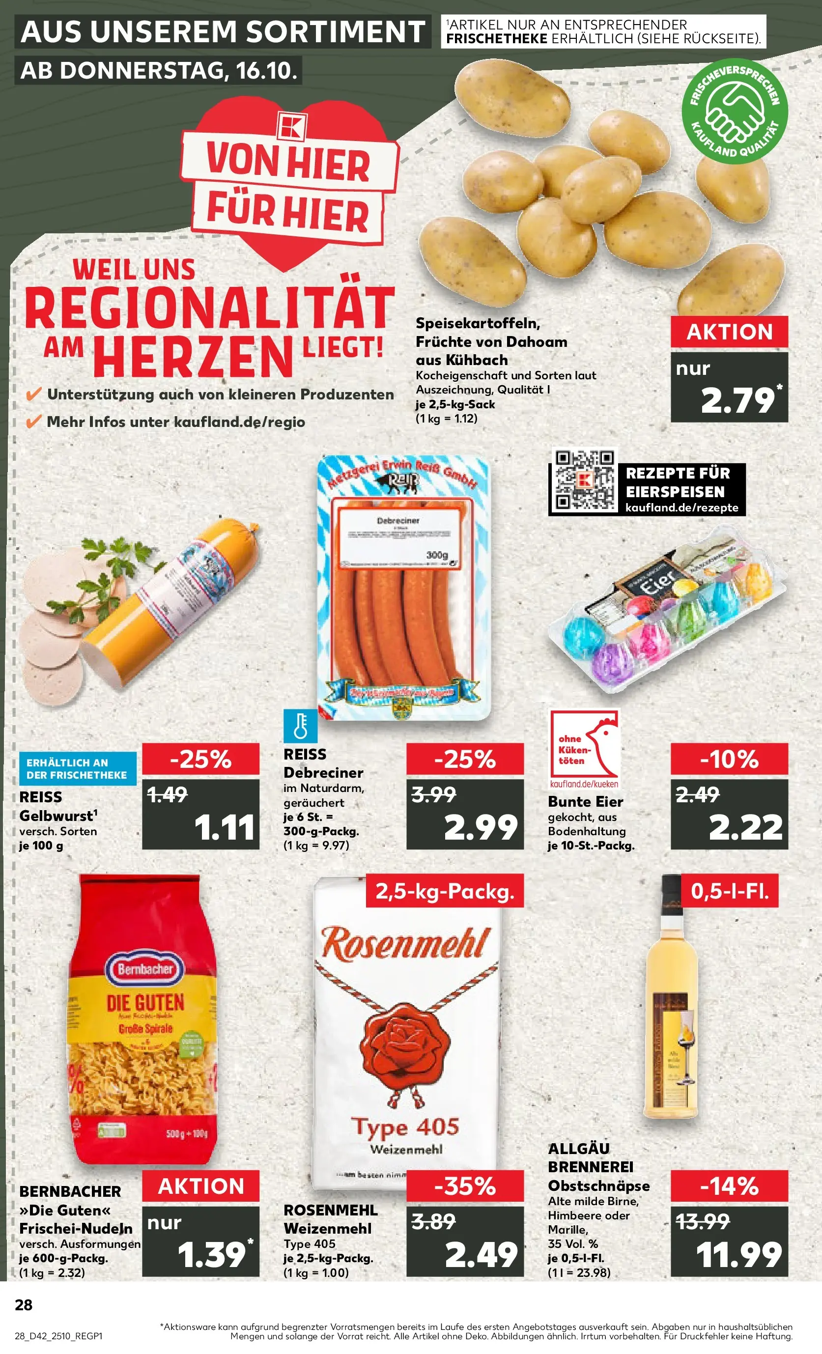 Prospekt Kaufland ab 15.10.2025 » Angebote und Werbung Online | Seite: 28 | Produkte: Eier, Weizenmehl, Himbeere, Pasta Prospekt Kaufland ab 15.10.2025 » Angebote Online zum Blättern | Seite: 28 | Produkte: Eier, Weizenmehl, Himbeere, Pasta