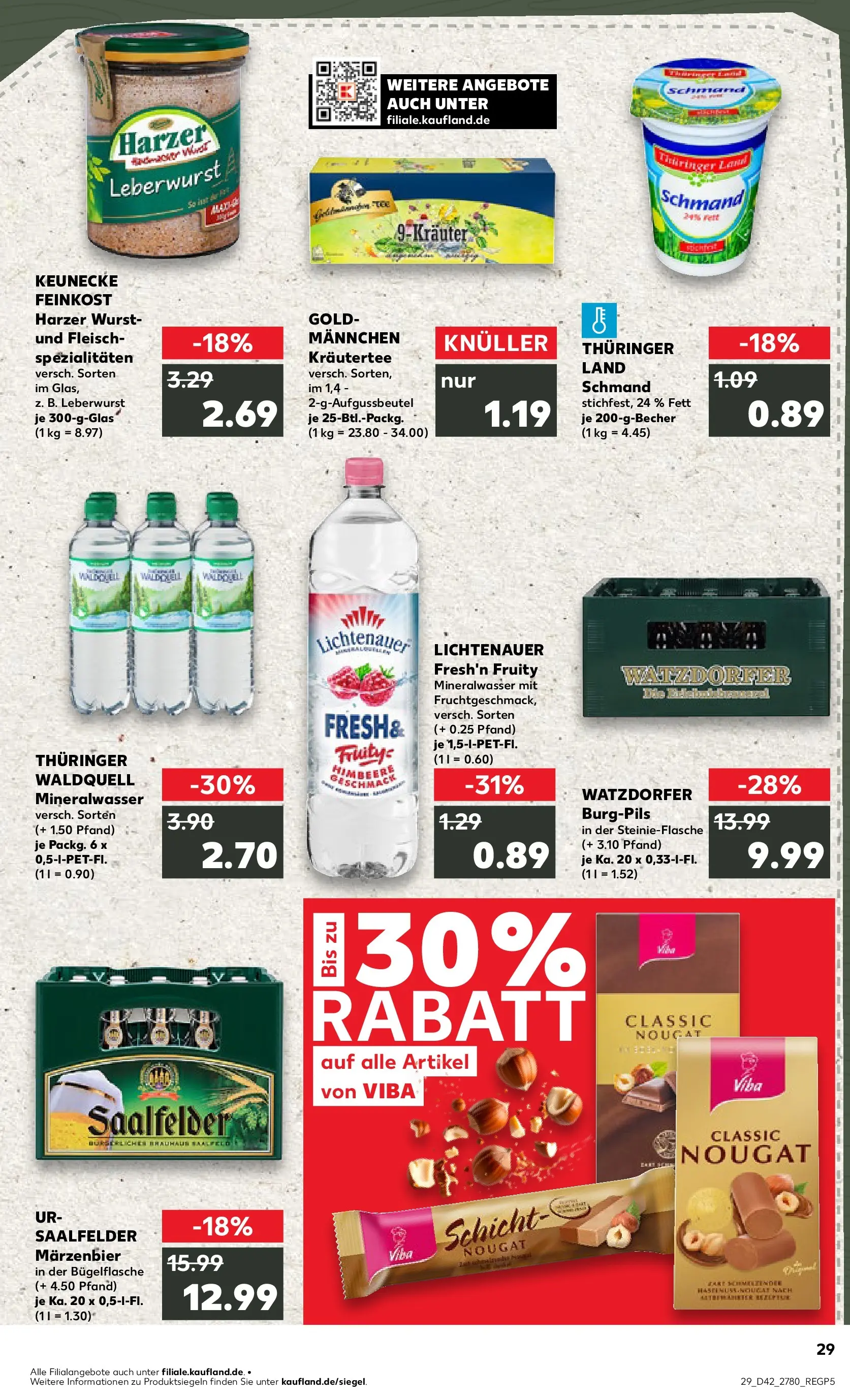 Prospekt Kaufland ab 15.10.2025 » Angebote und Werbung Online | Seite: 29 | Produkte: Mineralwasser, Wurst, Himbeere, Fleisch Prospekt Kaufland ab 15.10.2025 » Angebote Online zum Blättern | Seite: 29 | Produkte: Mineralwasser, Wurst, Himbeere, Fleisch