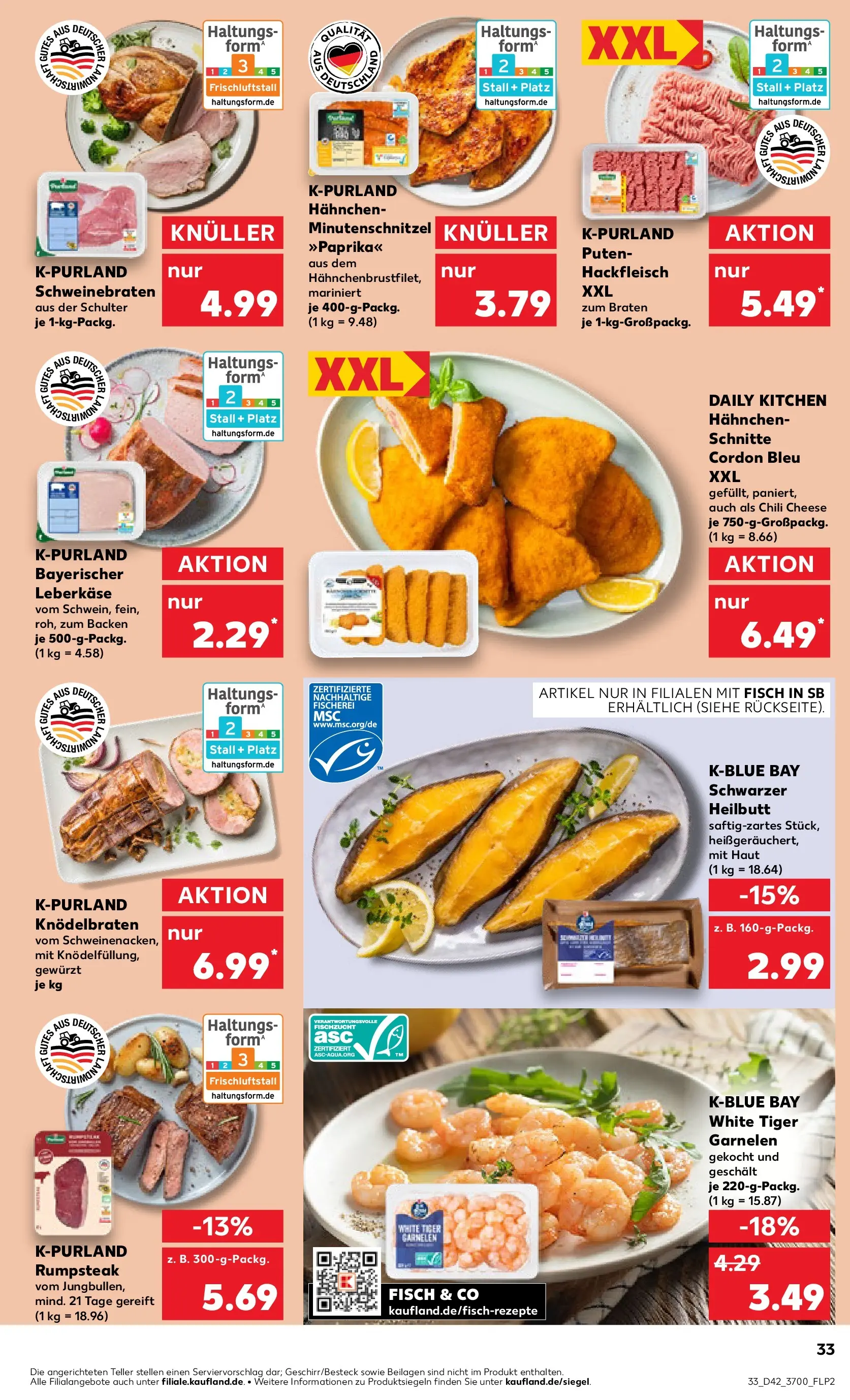 Prospekt Kaufland ab 15.10.2025 » Angebote und Werbung Online | Seite: 33 | Produkte: Fisch, Chili, Steak, Hackfleisch Prospekt Kaufland ab 15.10.2025 » Angebote Online zum Blättern | Seite: 33 | Produkte: Fisch, Chili, Steak, Hackfleisch