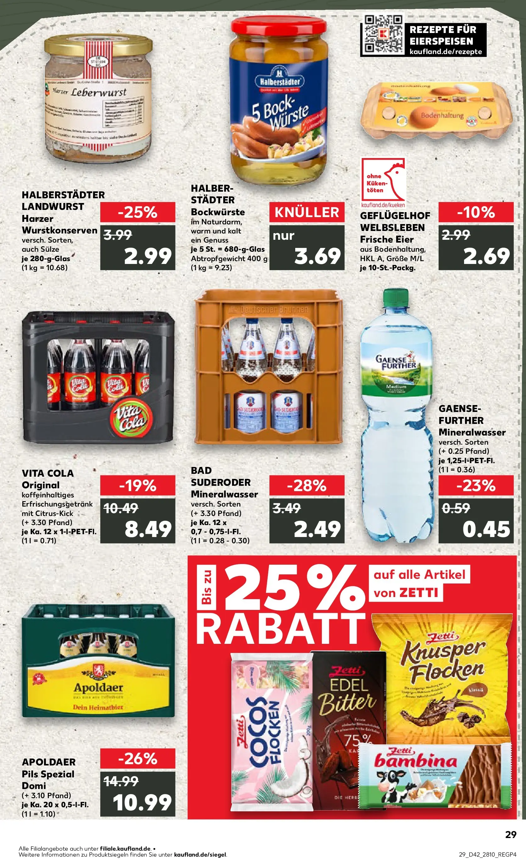 Prospekt Kaufland ab 15.10.2025 » Angebote und Werbung Online | Seite: 29 | Produkte: Cola, Pils, Mineralwasser, Vita cola Prospekt Kaufland ab 15.10.2025 » Angebote Online zum Blättern | Seite: 29 | Produkte: Cola, Pils, Mineralwasser, Vita cola