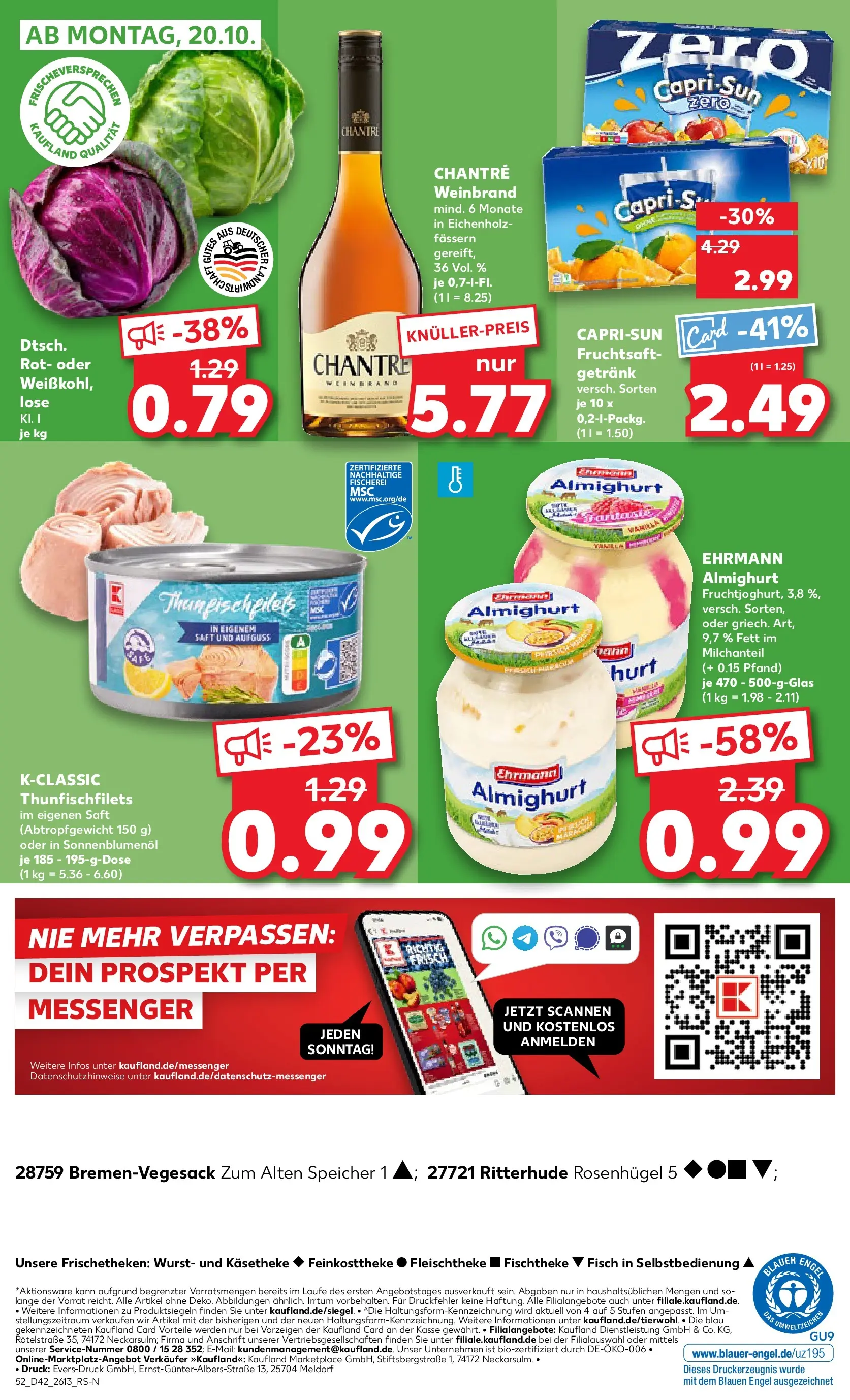 Prospekt Kaufland ab 15.10.2025 » Angebote und Werbung Online | Seite: 52 | Produkte: Ehrmann almighurt, Chantré, Wurst, Saft Prospekt Kaufland ab 15.10.2025 » Angebote Online zum Blättern | Seite: 52 | Produkte: Ehrmann almighurt, Chantré, Wurst, Saft