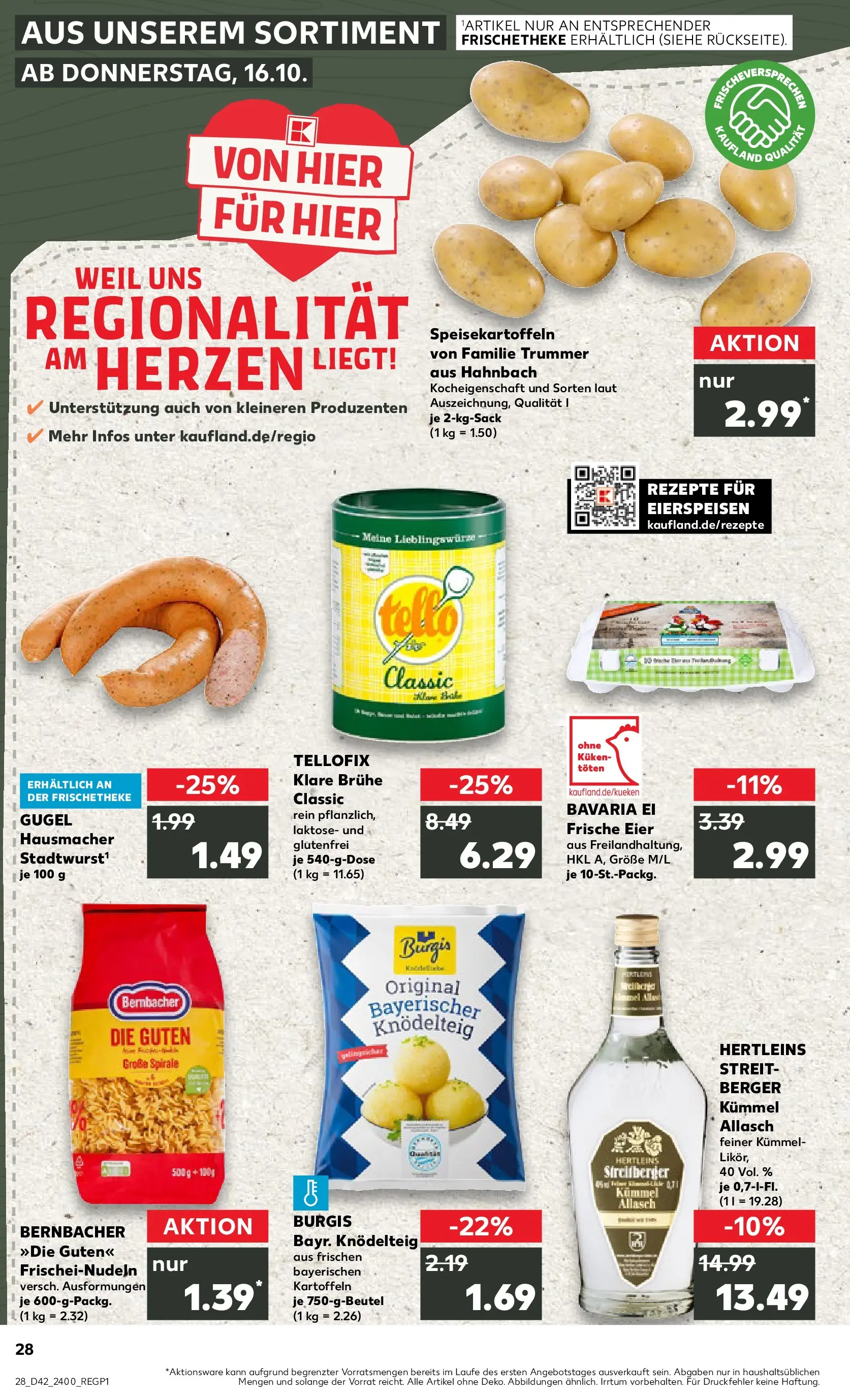 Prospekt Kaufland ab 15.10.2025 » Angebote und Werbung Online | Seite: 28 | Produkte: Eier, Likör, Kartoffeln, Pasta Prospekt Kaufland ab 15.10.2025 » Angebote Online zum Blättern | Seite: 28 | Produkte: Eier, Likör, Kartoffeln, Pasta