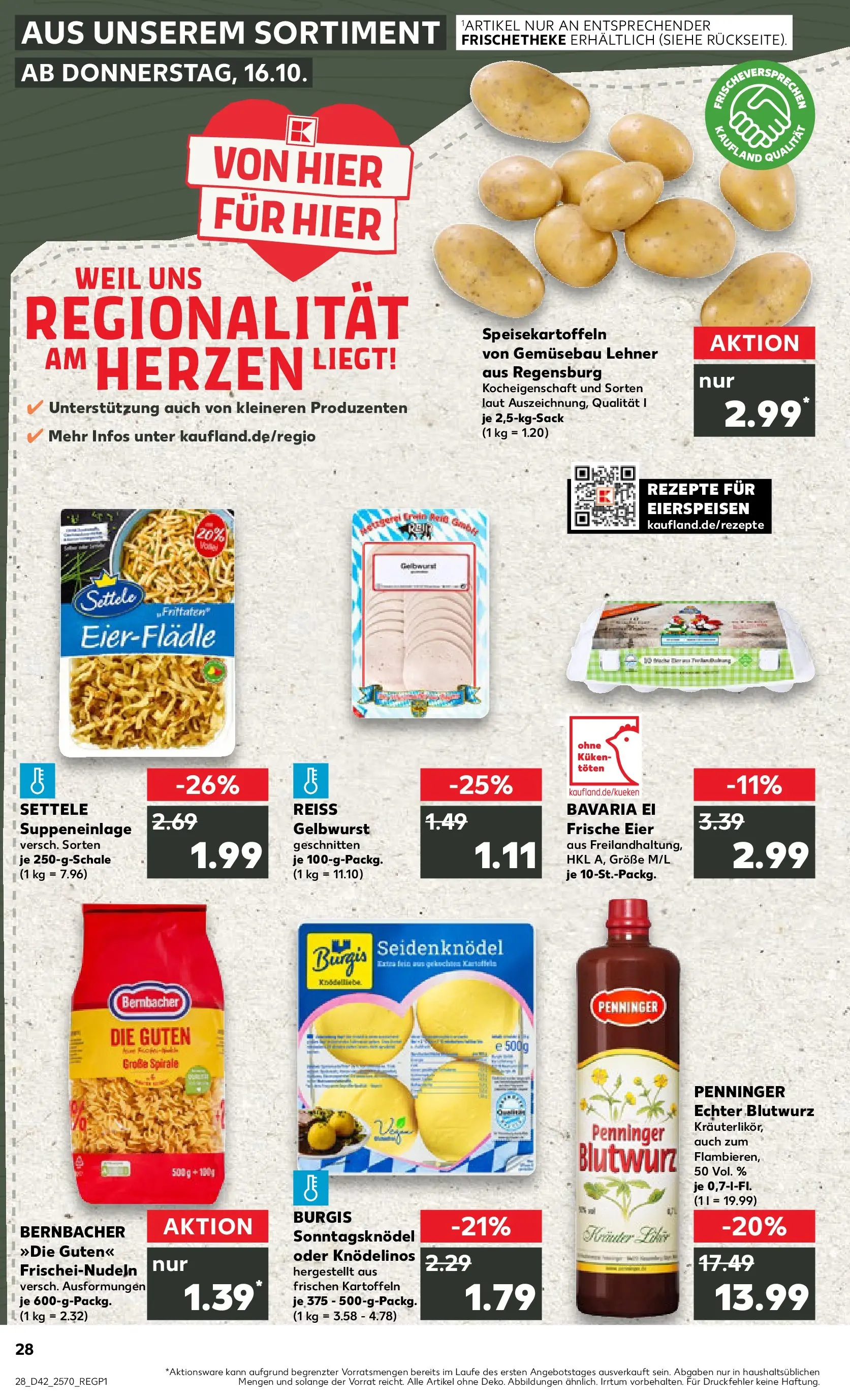 Prospekt Kaufland ab 15.10.2025 » Angebote und Werbung Online | Seite: 28 | Produkte: Eier, Kartoffeln, Pasta Prospekt Kaufland ab 15.10.2025 » Angebote Online zum Blättern | Seite: 28 | Produkte: Eier, Kartoffeln, Pasta