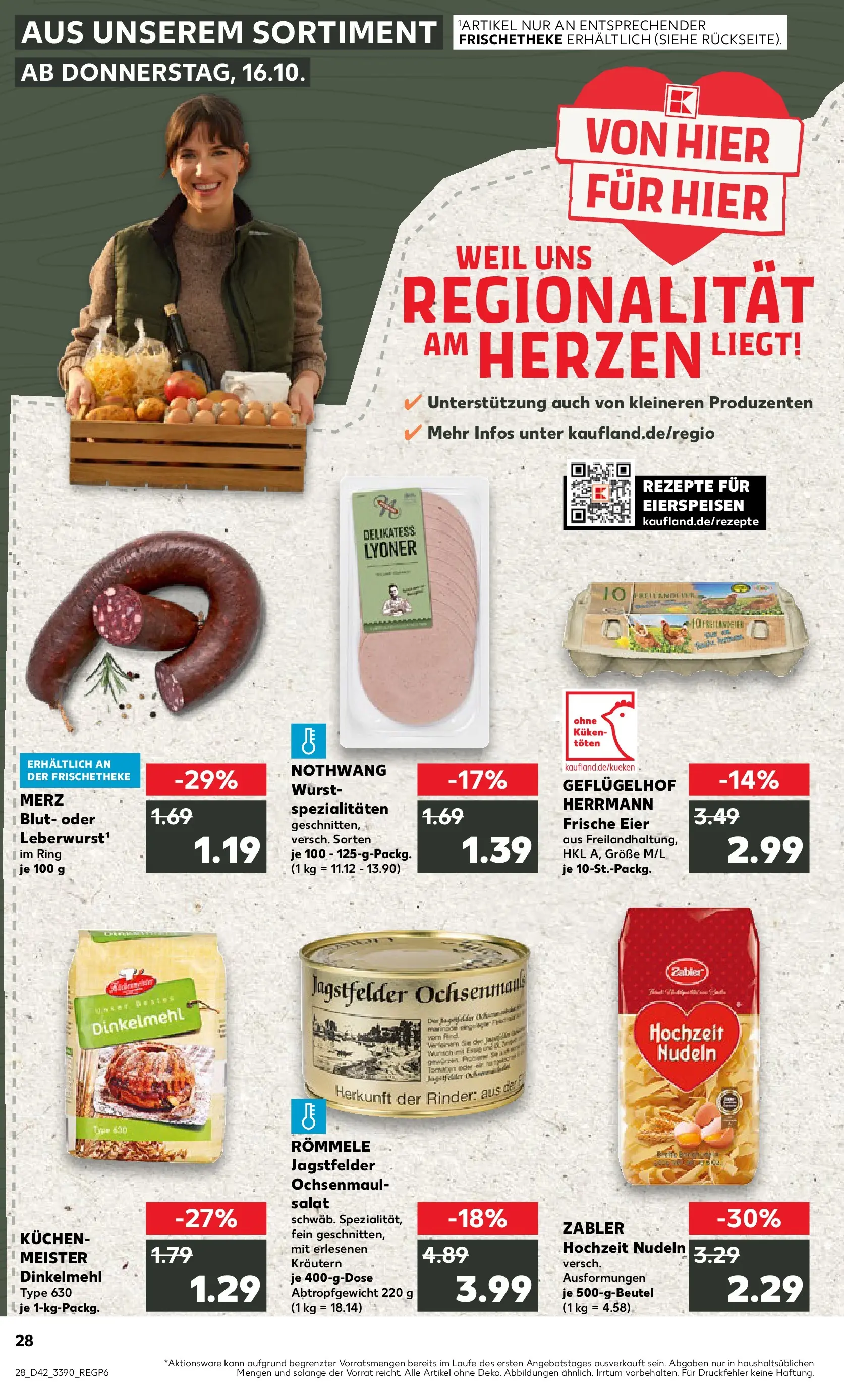Prospekt Kaufland ab 15.10.2025 » Angebote und Werbung Online | Seite: 28 | Produkte: Wurst, Nudeln, Kuchen, Salat Prospekt Kaufland ab 15.10.2025 » Angebote Online zum Blättern | Seite: 28 | Produkte: Wurst, Nudeln, Kuchen, Salat