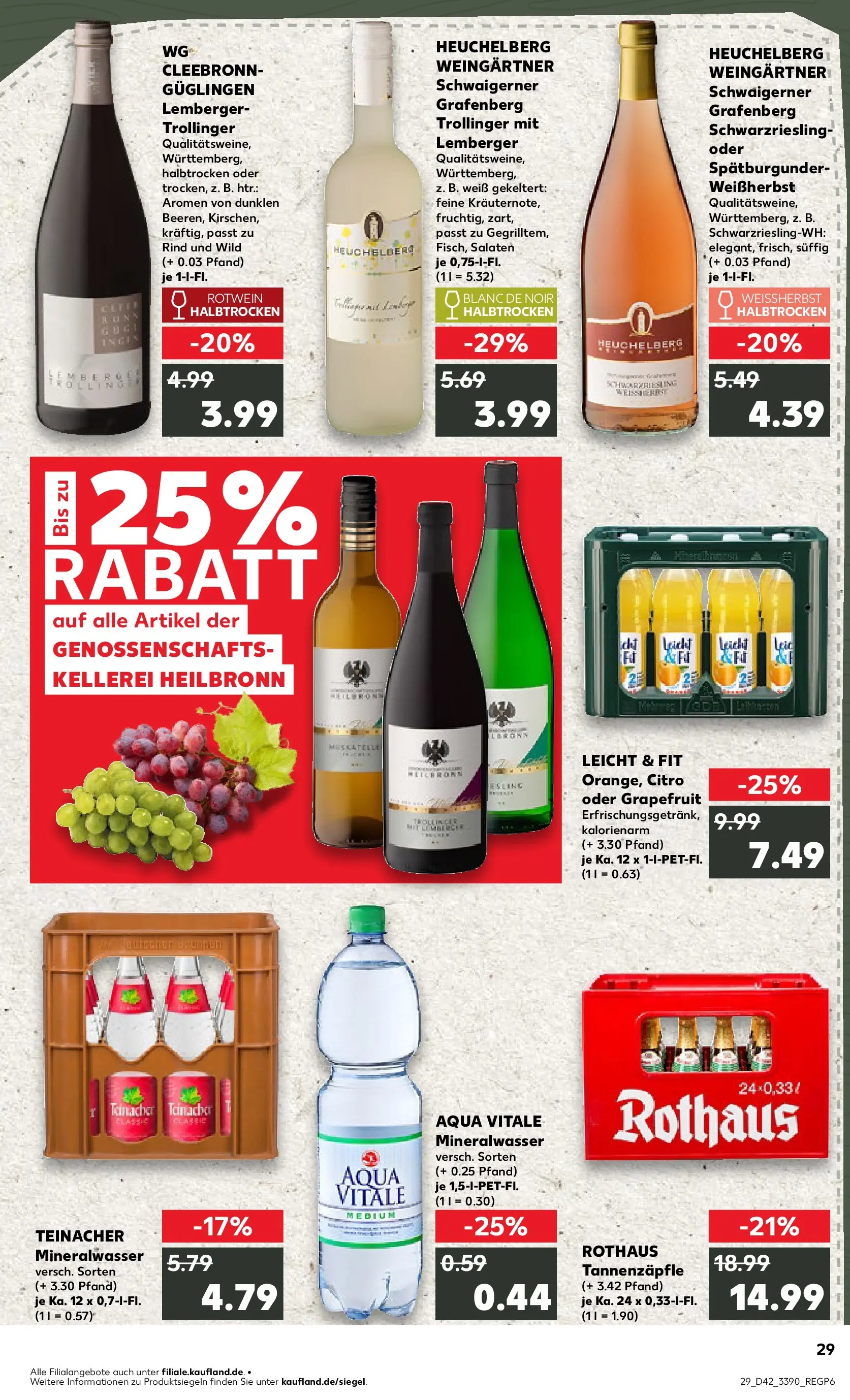 Prospekt Kaufland ab 15.10.2025 » Angebote und Werbung Online | Seite: 29 | Produkte: Rotwein, Mineralwasser, Grapefruit Prospekt Kaufland ab 15.10.2025 » Angebote Online zum Blättern | Seite: 29 | Produkte: Rotwein, Mineralwasser, Grapefruit