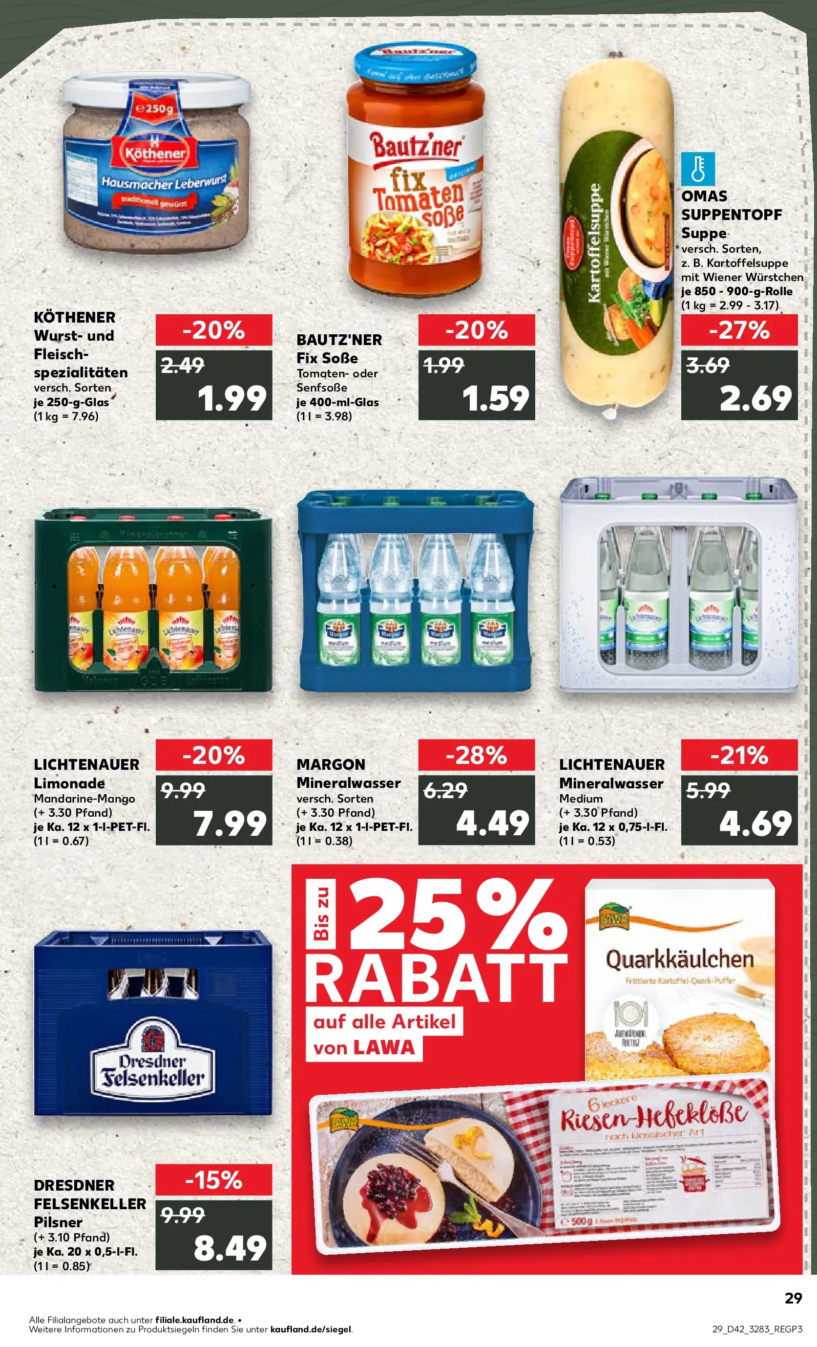 Prospekt Kaufland ab 15.10.2025 » Angebote und Werbung Online | Seite: 29 | Produkte: Wiener wurstchen, Quark, Mineralwasser, Fleisch Prospekt Kaufland ab 15.10.2025 » Angebote Online zum Blättern | Seite: 29 | Produkte: Wiener wurstchen, Quark, Mineralwasser, Fleisch