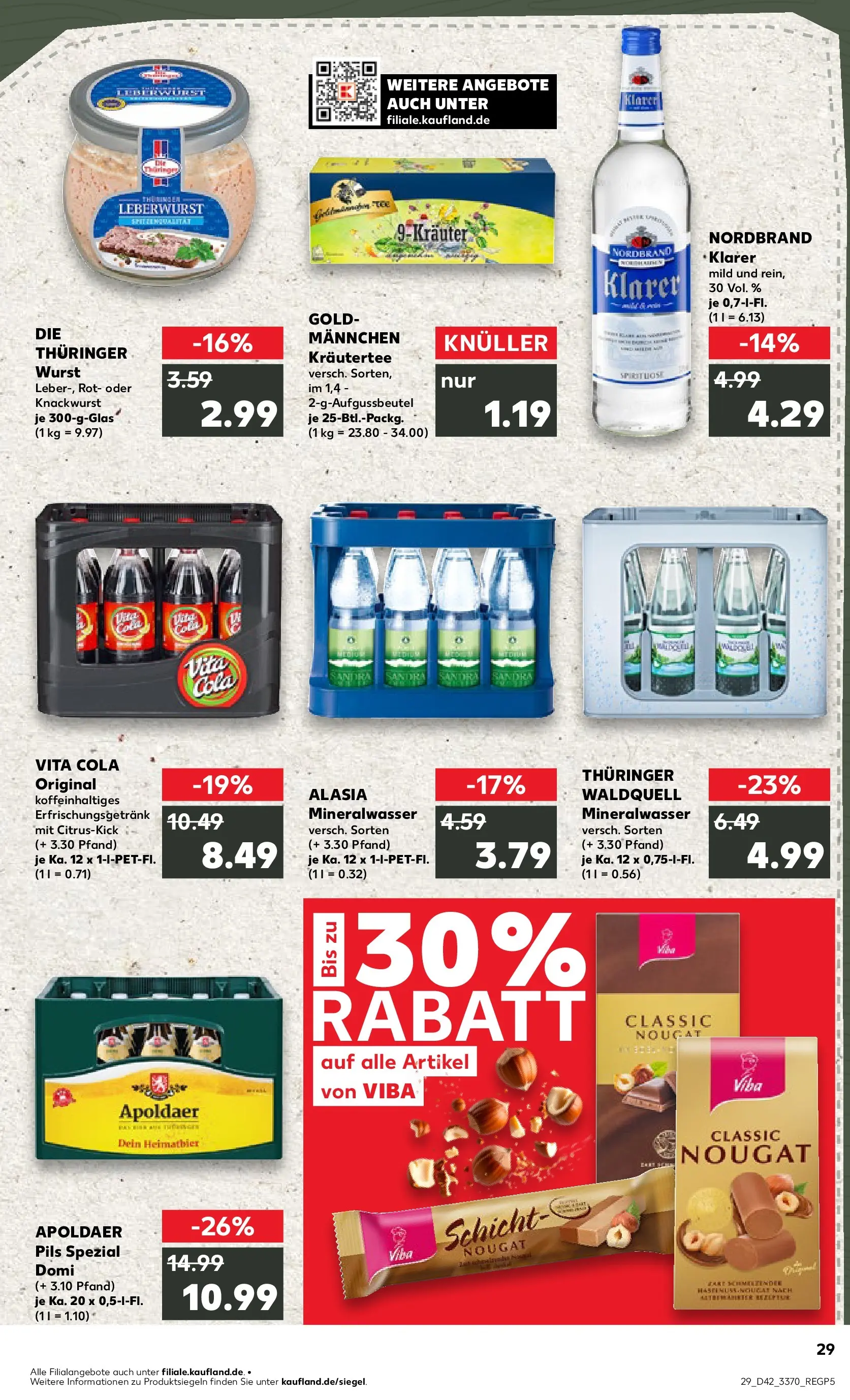 Prospekt Kaufland ab 15.10.2025 » Angebote und Werbung Online | Seite: 29 | Produkte: Cola, Pils, Wurst, Vita cola Prospekt Kaufland ab 15.10.2025 » Angebote Online zum Blättern | Seite: 29 | Produkte: Cola, Pils, Wurst, Vita cola